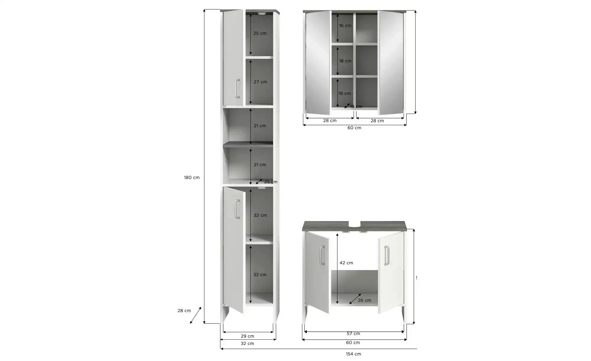 Badezimmer-Set LOS ANGELES weiß B/H/T: ca. 107x180x28 cm günstig online kaufen