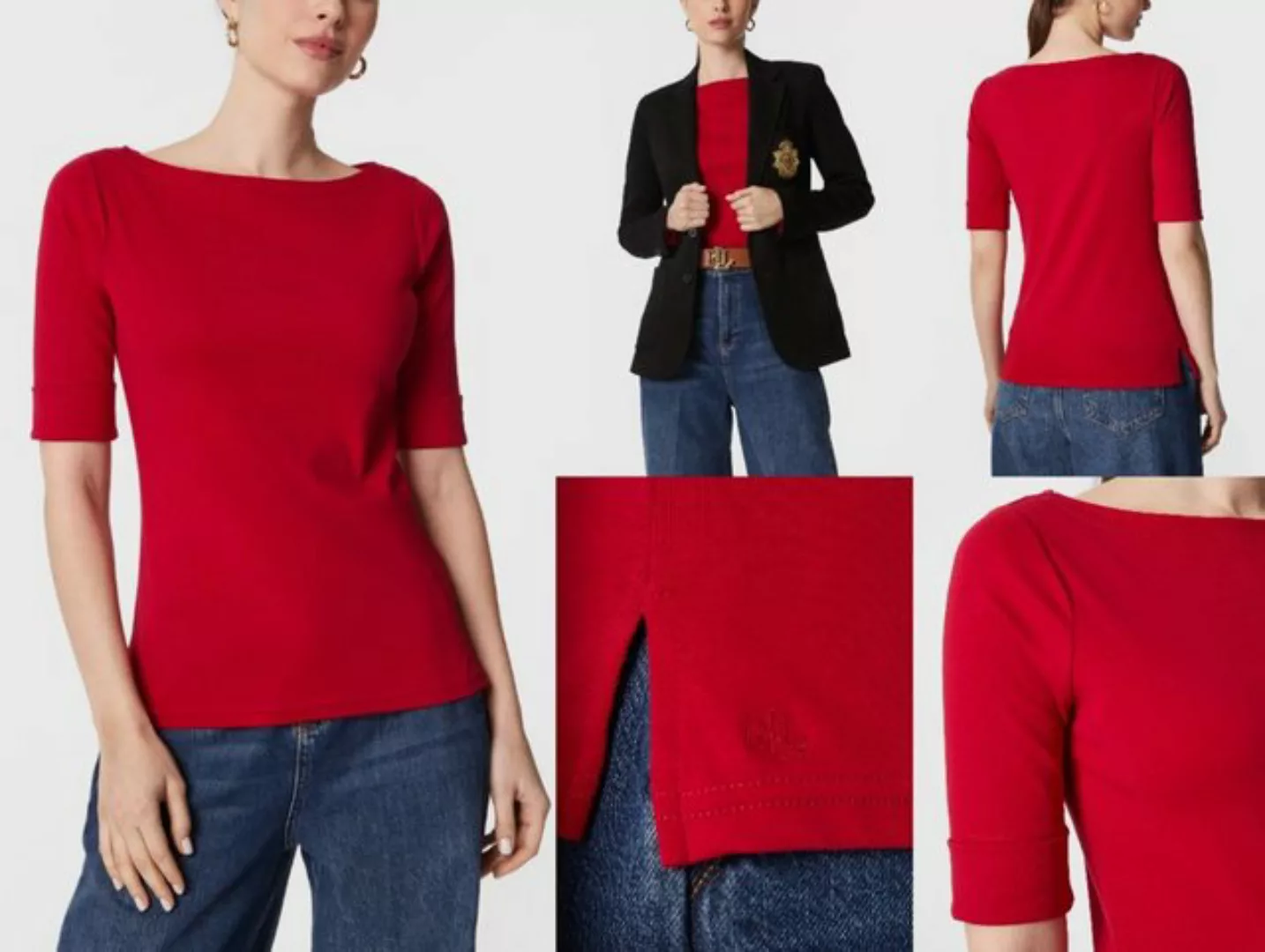 Ralph Lauren T-Shirt LAUREN RALPH LAUREN Judy U-Boot Shirt Soft Cotton Top günstig online kaufen