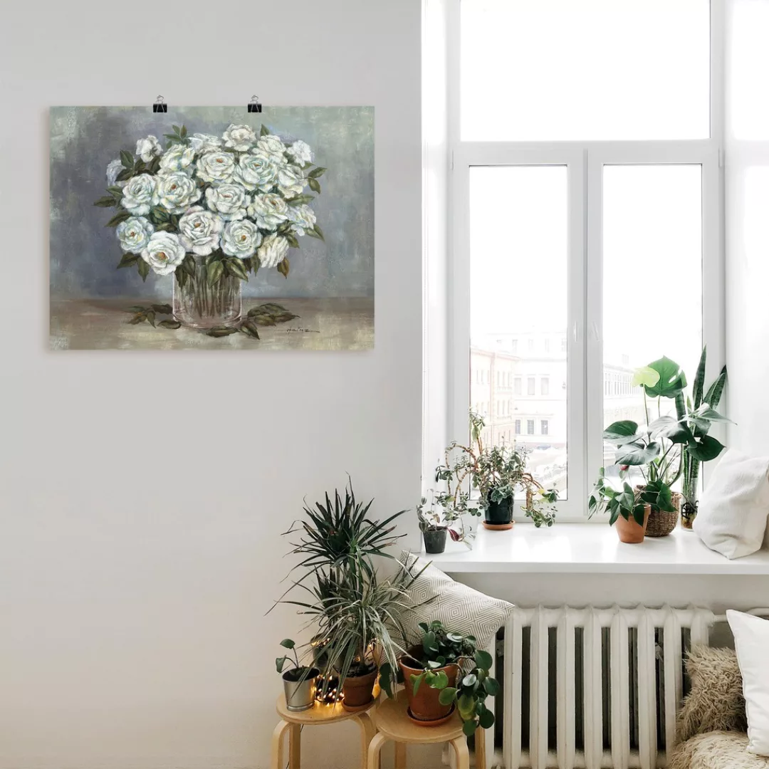 Artland Wandbild "Weiße Rosen", Blumen, (1 St.), als Leinwandbild, Poster i günstig online kaufen