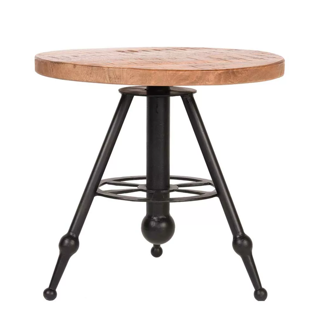 Sofa Tisch aus Mangobaum Massivholz und Metall rund günstig online kaufen