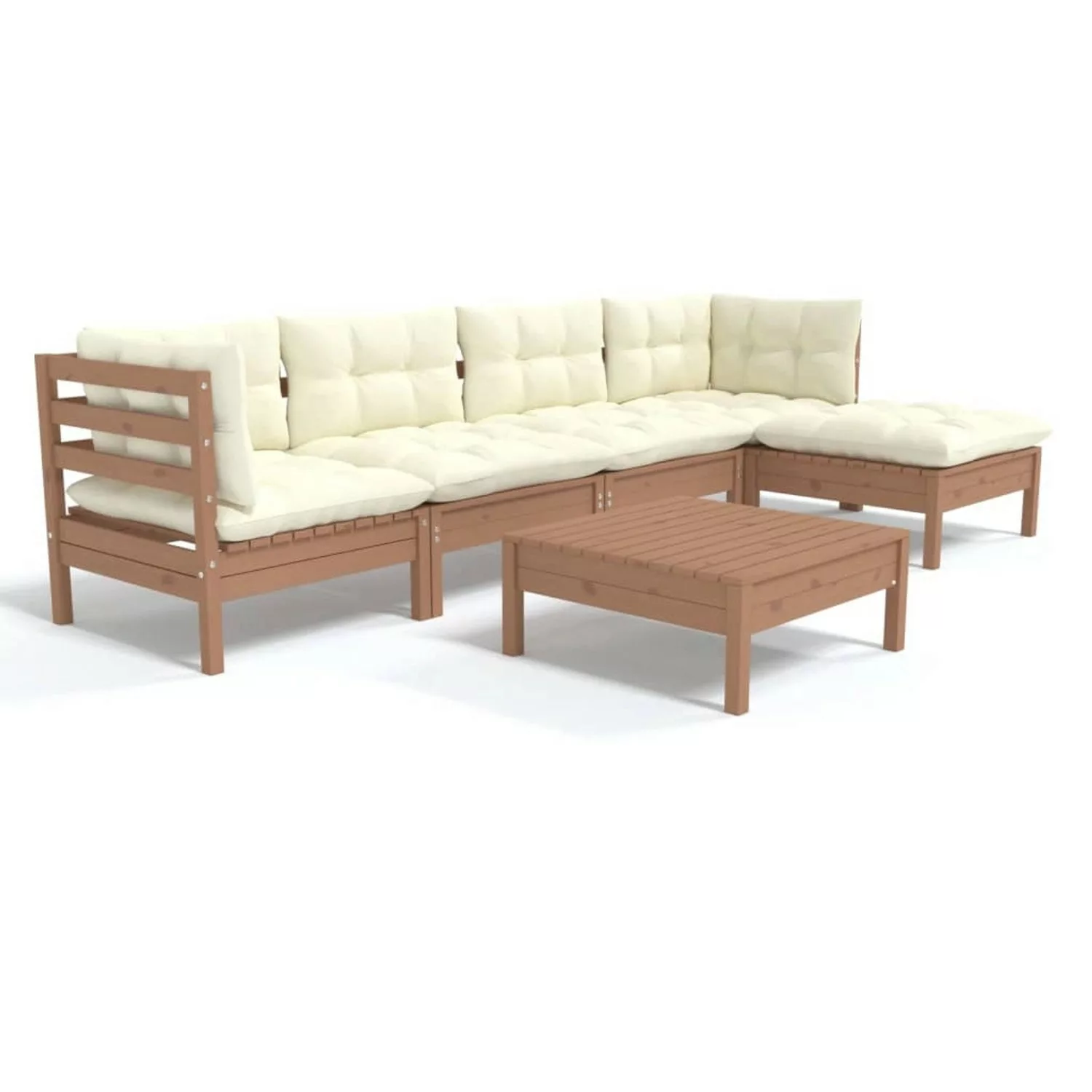 vidaXL 6-tlg Garten-Lounge-Set mit Kissen Honigbraun Kiefernholz Modell 3 günstig online kaufen