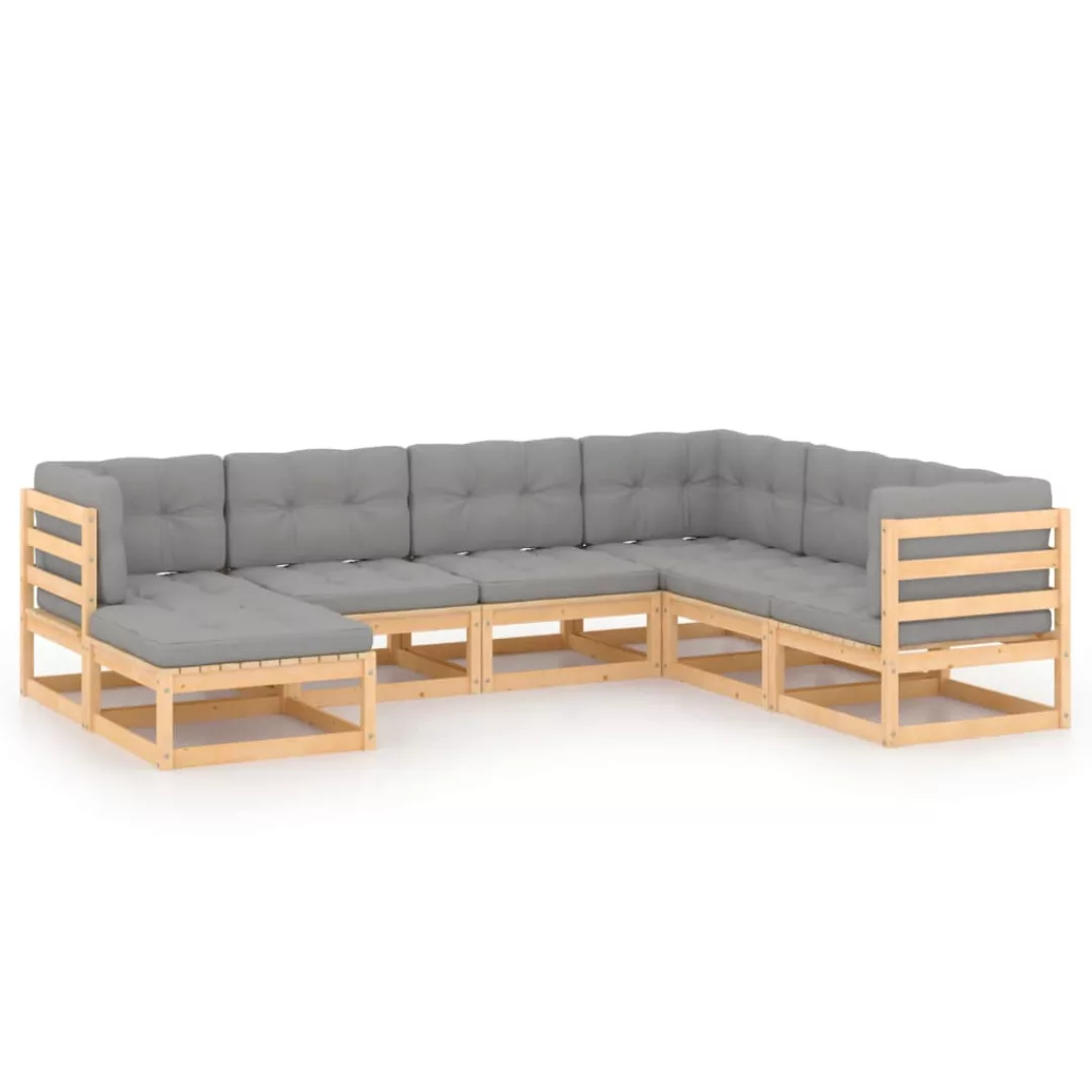 7-tlg. Garten-lounge-set Mit Kissen Kiefer Massivholz günstig online kaufen