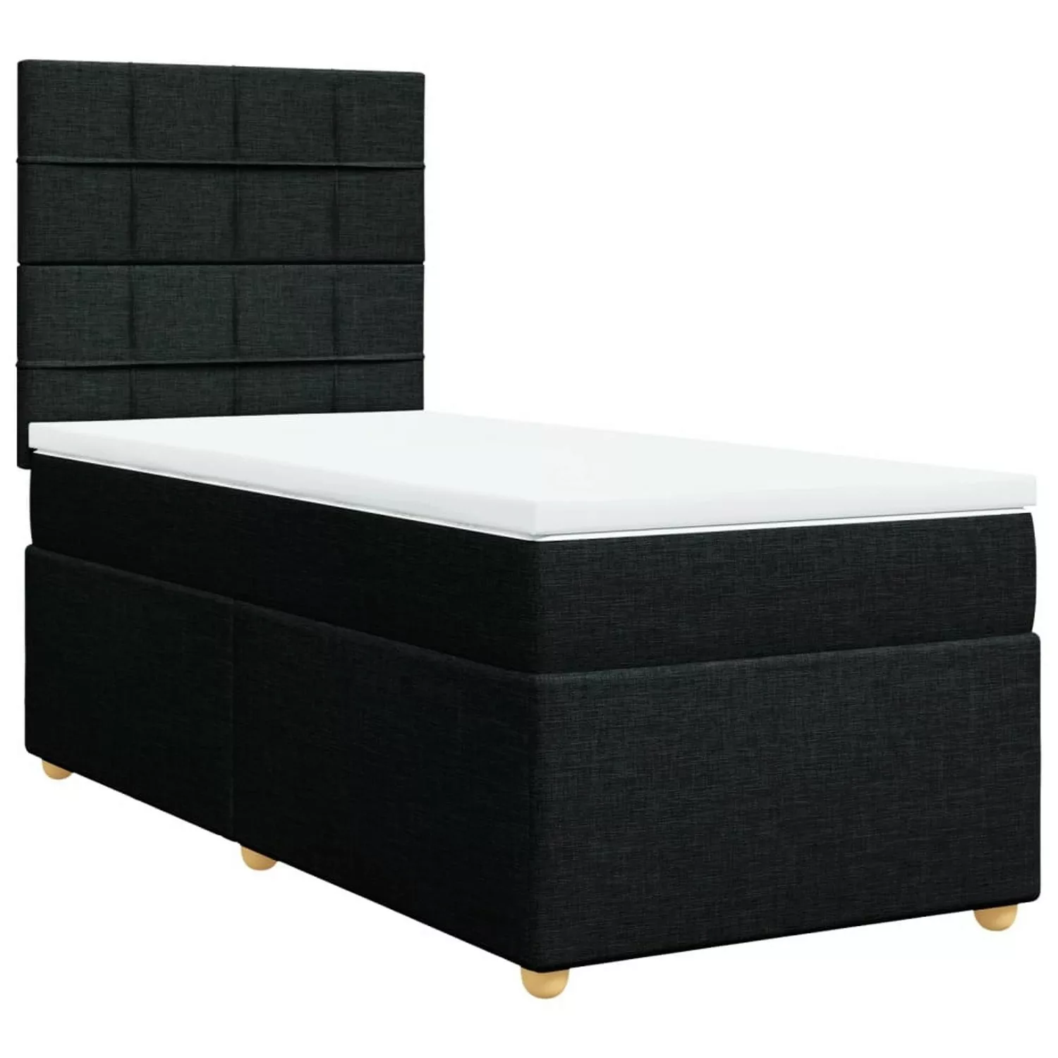 vidaXL Boxspringbett, Boxspringbett mit Matratze Schwarz 90x190 cm Stoff günstig online kaufen