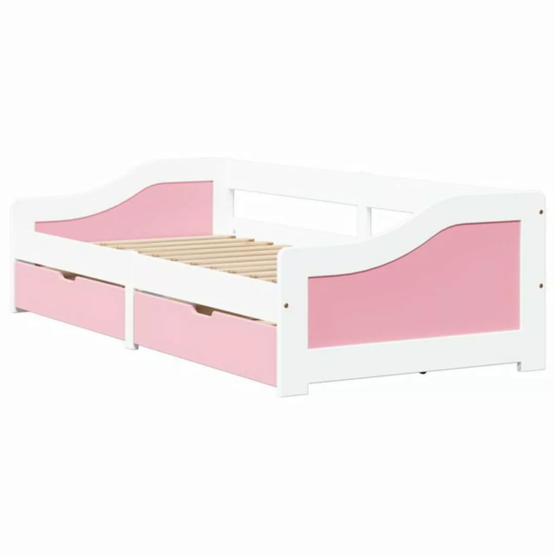 vidaXL Bett Tagesbett mit 2 Schubladen ohne Matratze Weiß Rosa 90x200cm günstig online kaufen