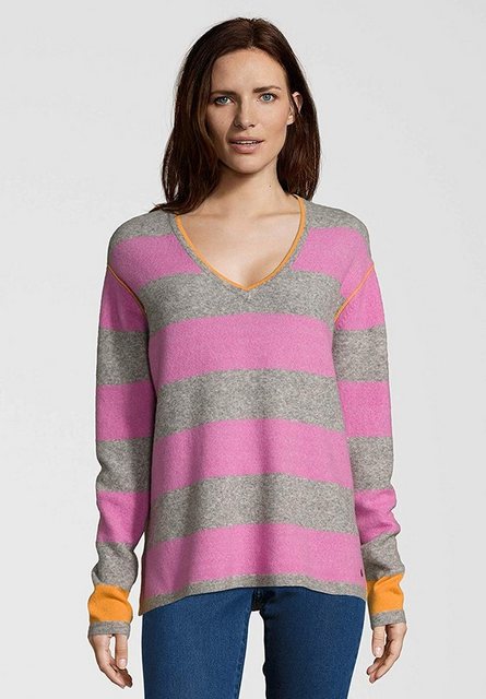 Grace Fashion Wollpullover Blockstreifen Rose Pink Coole Seitenschlitze am günstig online kaufen