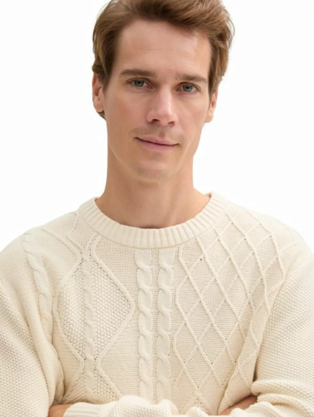 TOM TAILOR Rundhalspullover Strickpullover mit Zopfmuster günstig online kaufen