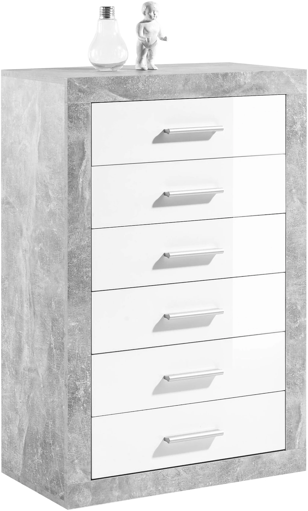 HBZ Sideboard "Stone weiß Hochglanz, Schrank mit Schubkästen BxHxT 66x102x3 günstig online kaufen