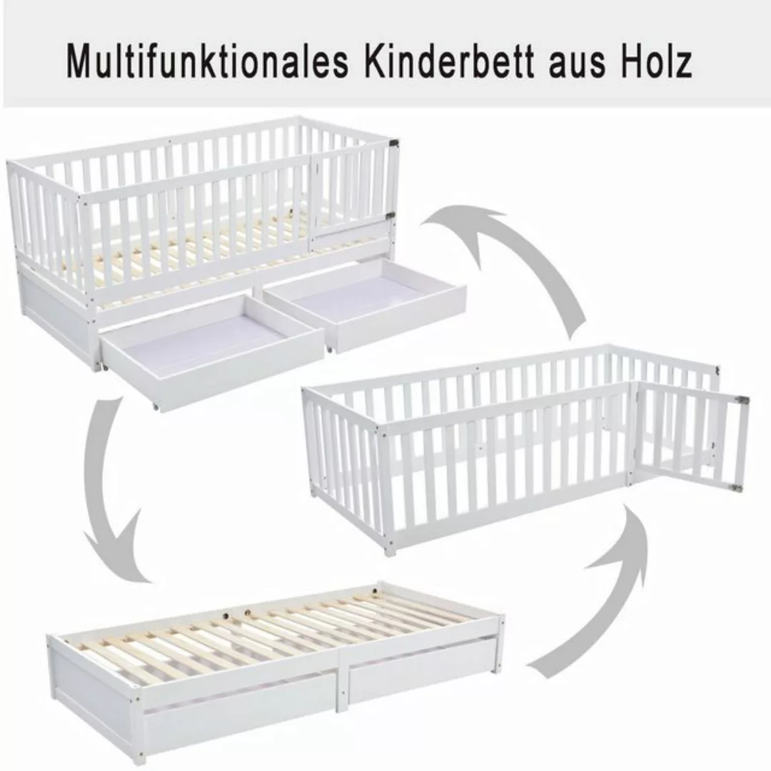 MODFU Bett Kinderbett Massivholzbett Einzelbett (Mehrzweckbettrahmen umbaub günstig online kaufen