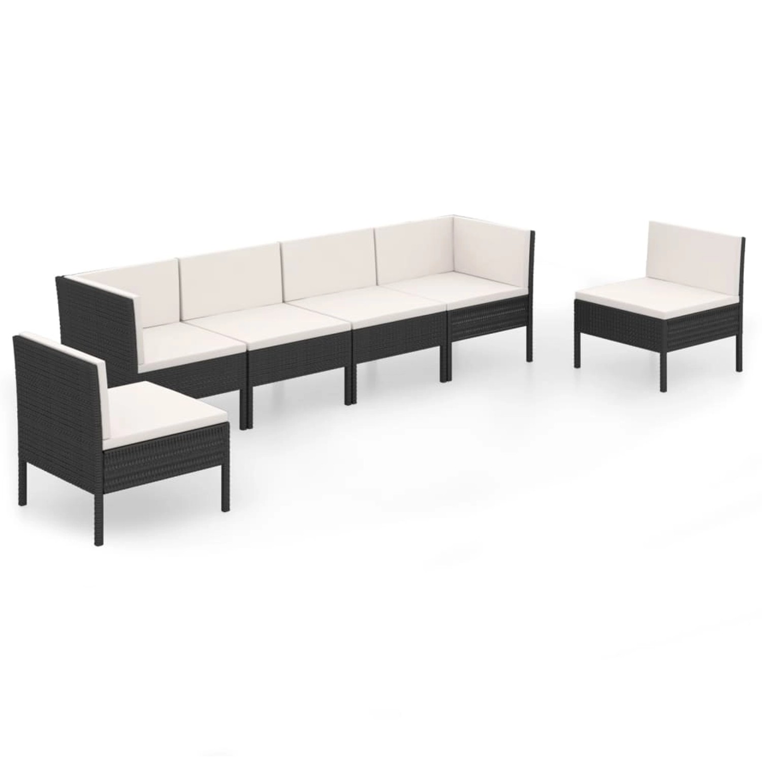 6-tlg. Garten-lounge-set Mit Auflagen Poly Rattan Schwarz günstig online kaufen