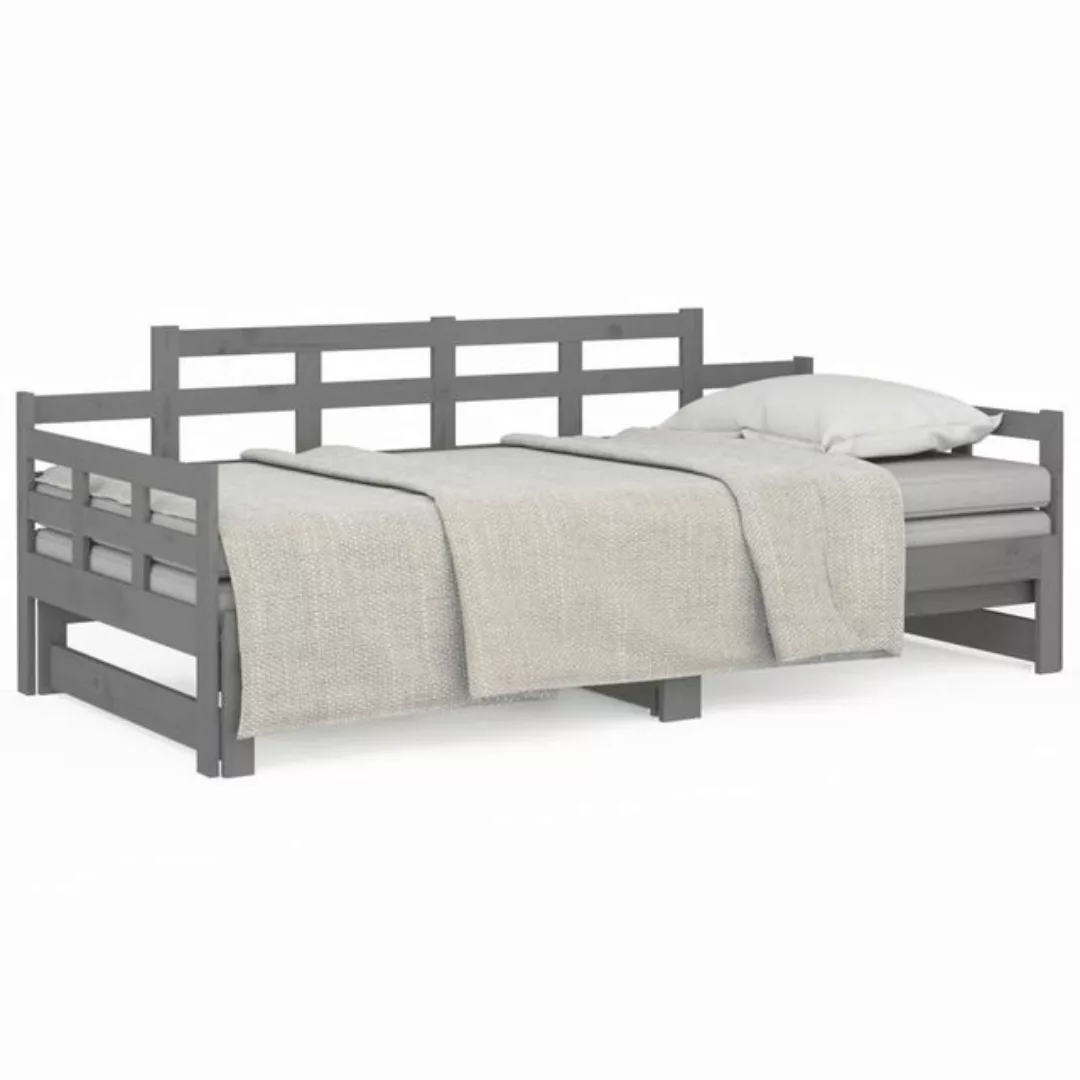 furnicato Bett Tagesbett Ausziehbar Grau Massivholz Kiefer 2x(80x200) cm günstig online kaufen