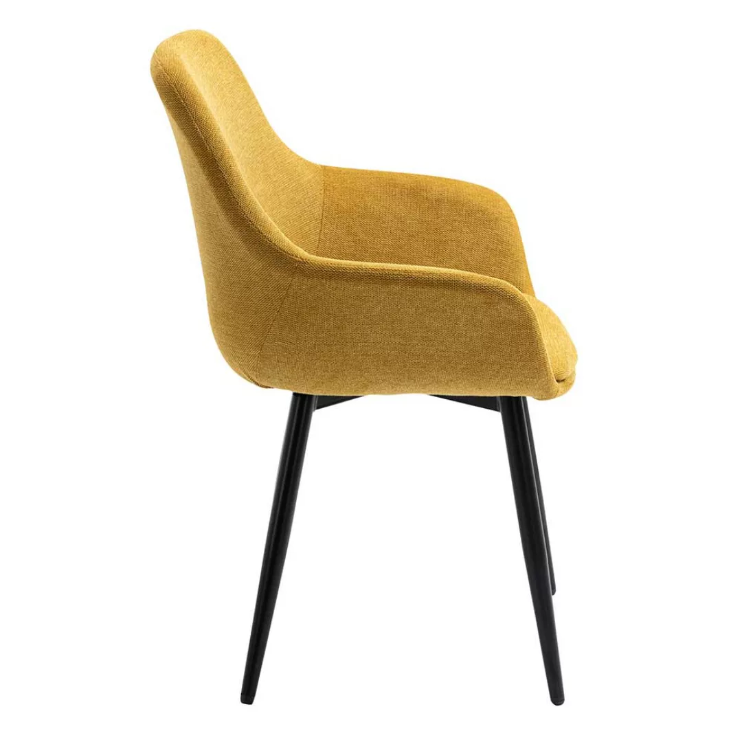 Armlehn Stühle in Gelb und Schwarz Stoffbezug (2er Set) günstig online kaufen