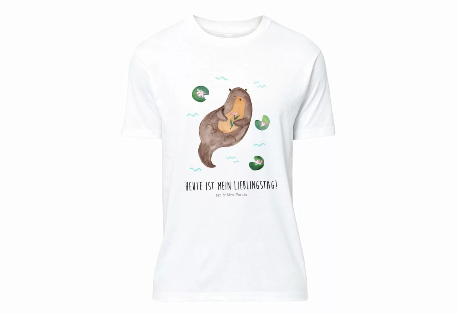 Mr. & Mrs. Panda T-Shirt Otter mit Seerose - Weiß - Geschenk, Sprüche, Fisc günstig online kaufen