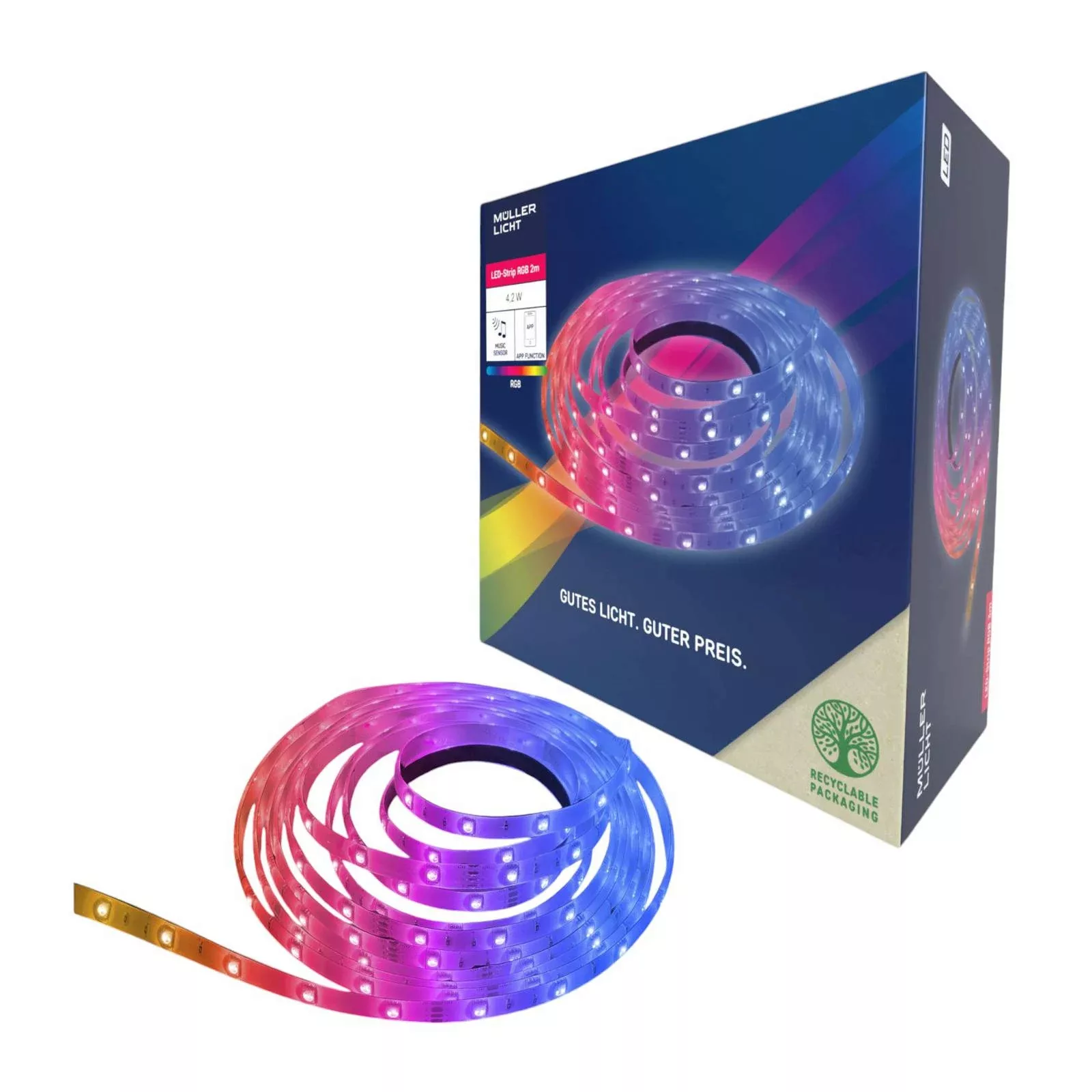 LED-Strip Smart RGB, Länge 2 m, Music-Sensor, USB, Tuya-App günstig online kaufen