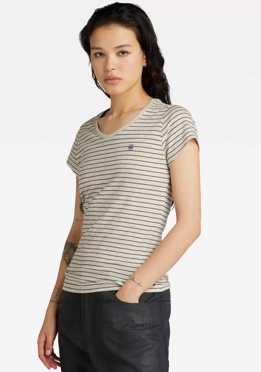G-Star RAW T-Shirt Stripe Eyben Slim V T 2.0 WMN (1-tlg) günstig online kaufen
