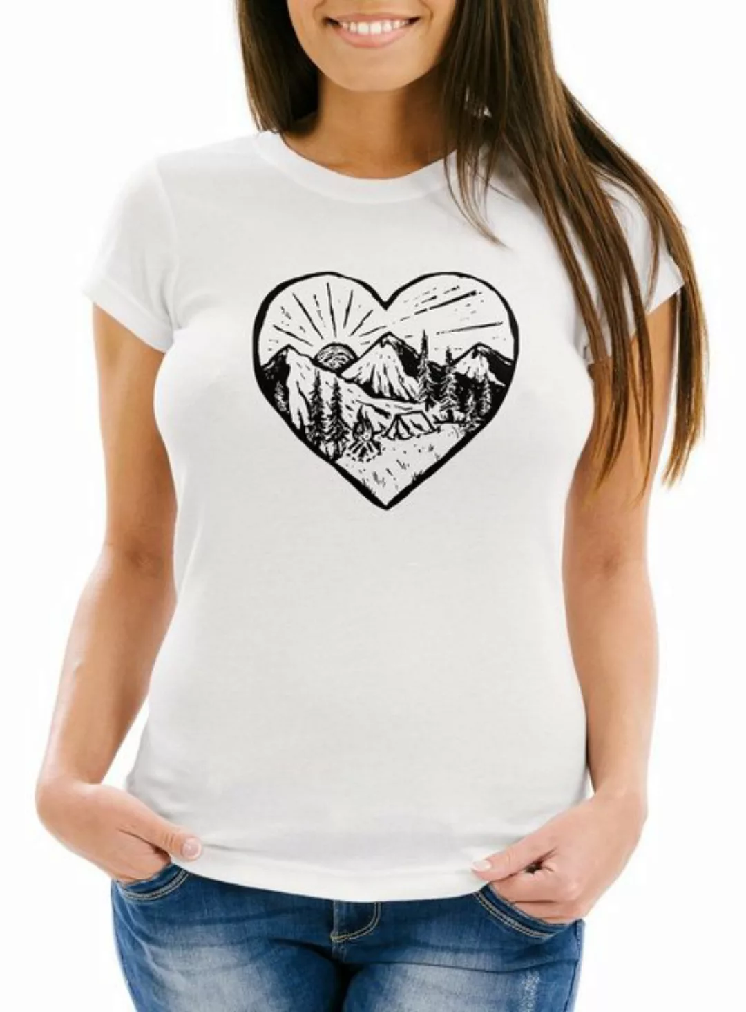 Neverless Print-Shirt Damen T-Shirt Wandern Berge Naturfreunde Adventure Ca günstig online kaufen