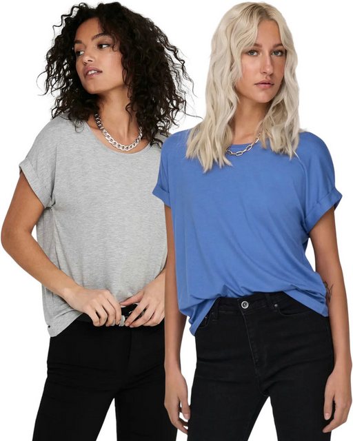 ONLY T-Shirt Stilvolles Basic Shirt mit Rundhalsausschnitt (2er-Pack) unifa günstig online kaufen