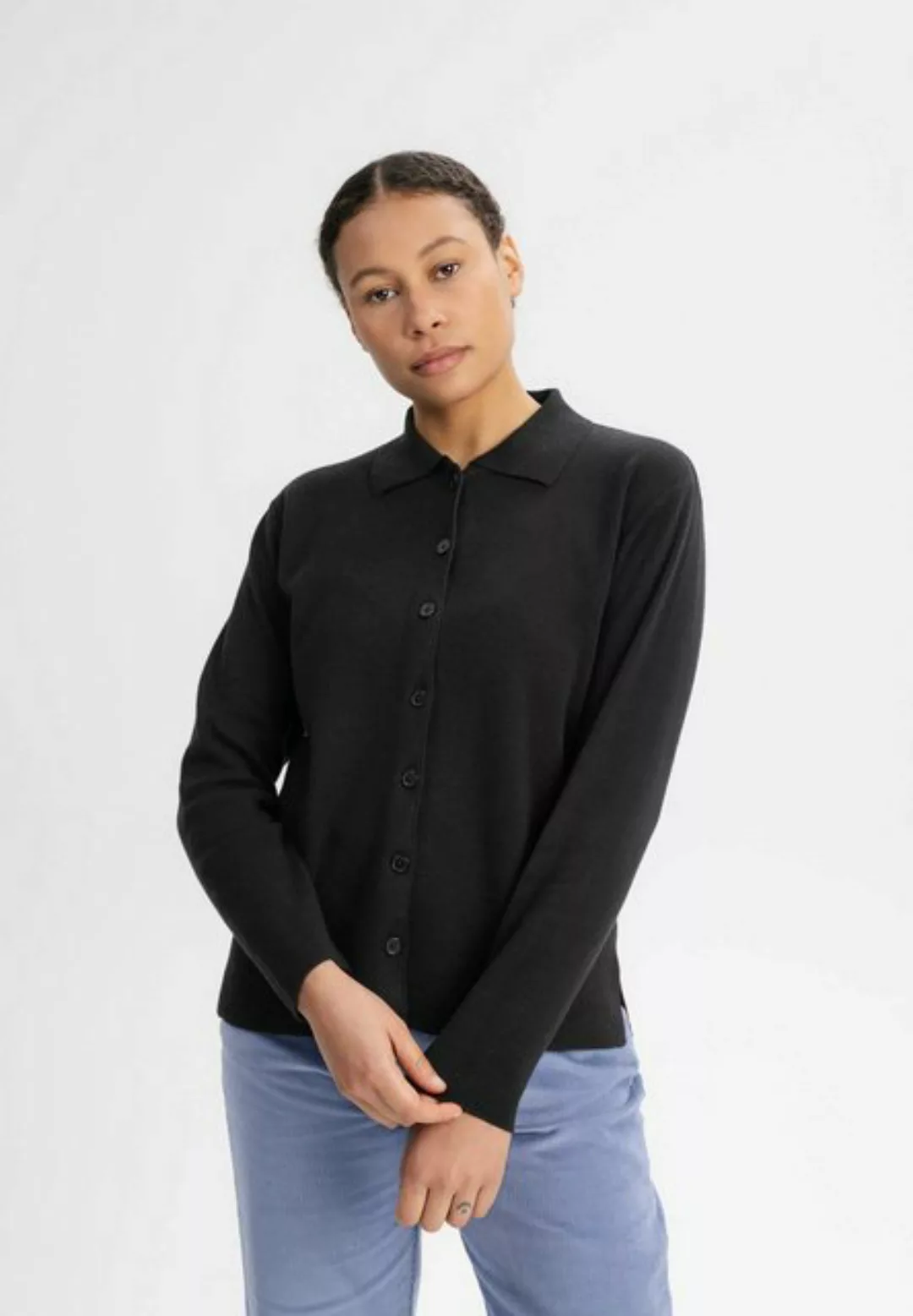 MELA Cardigan Feinstrick Cardigan ULUPI Fein gerippter Kragen günstig online kaufen