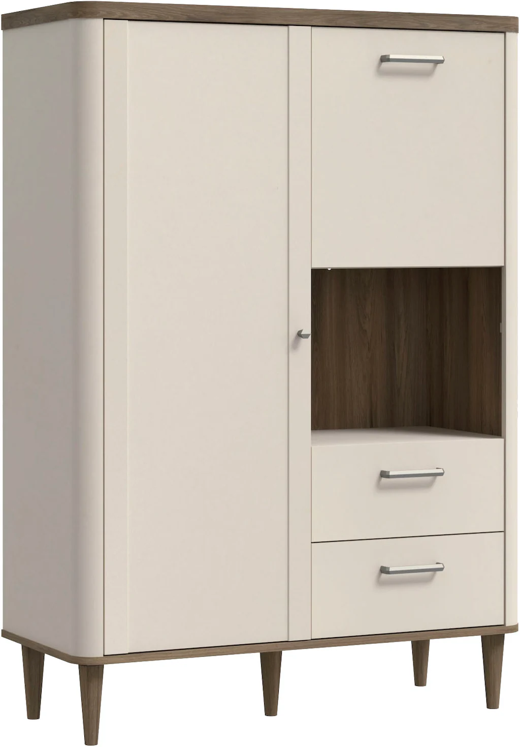 FORTE Highboard, B/H/T 100,1/142,9/41,2 cm Echtholzfüße günstig online kaufen