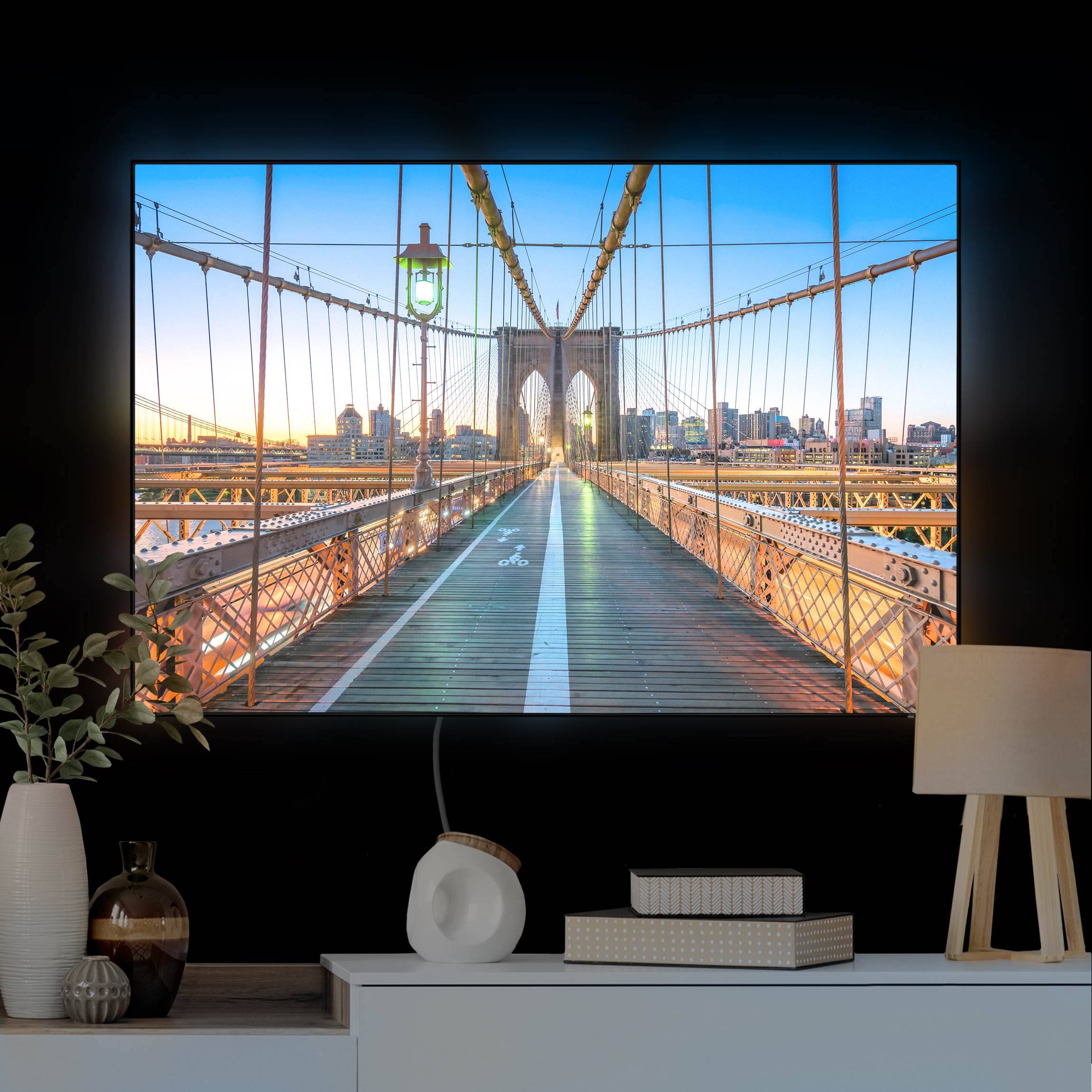 LED-Wechselbild Morgenblick von der Brooklyn Bridge günstig online kaufen