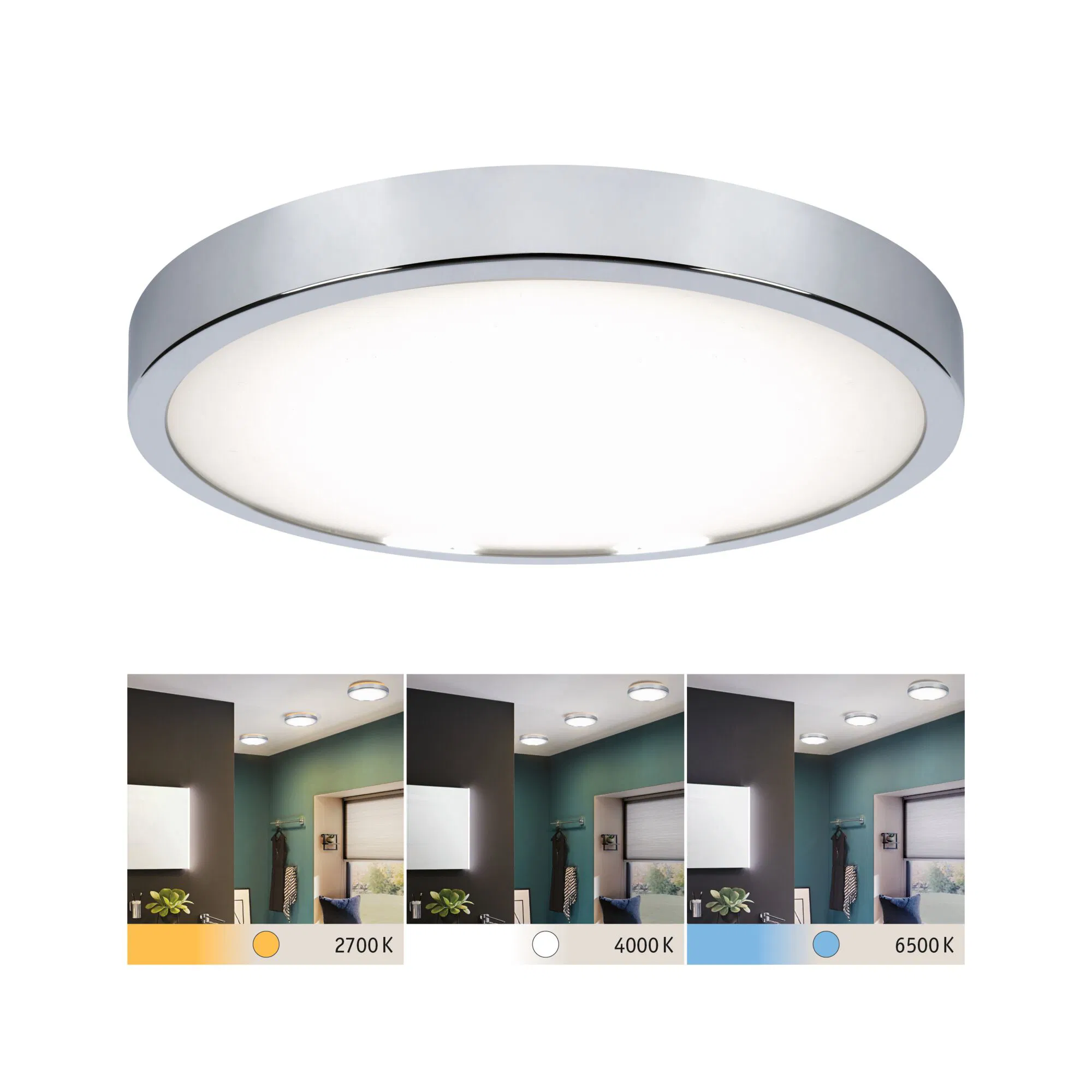 Paulmann "LED Panel Aviar IP44 rund 360mm 24W 2200lm White Switch Chrom" günstig online kaufen