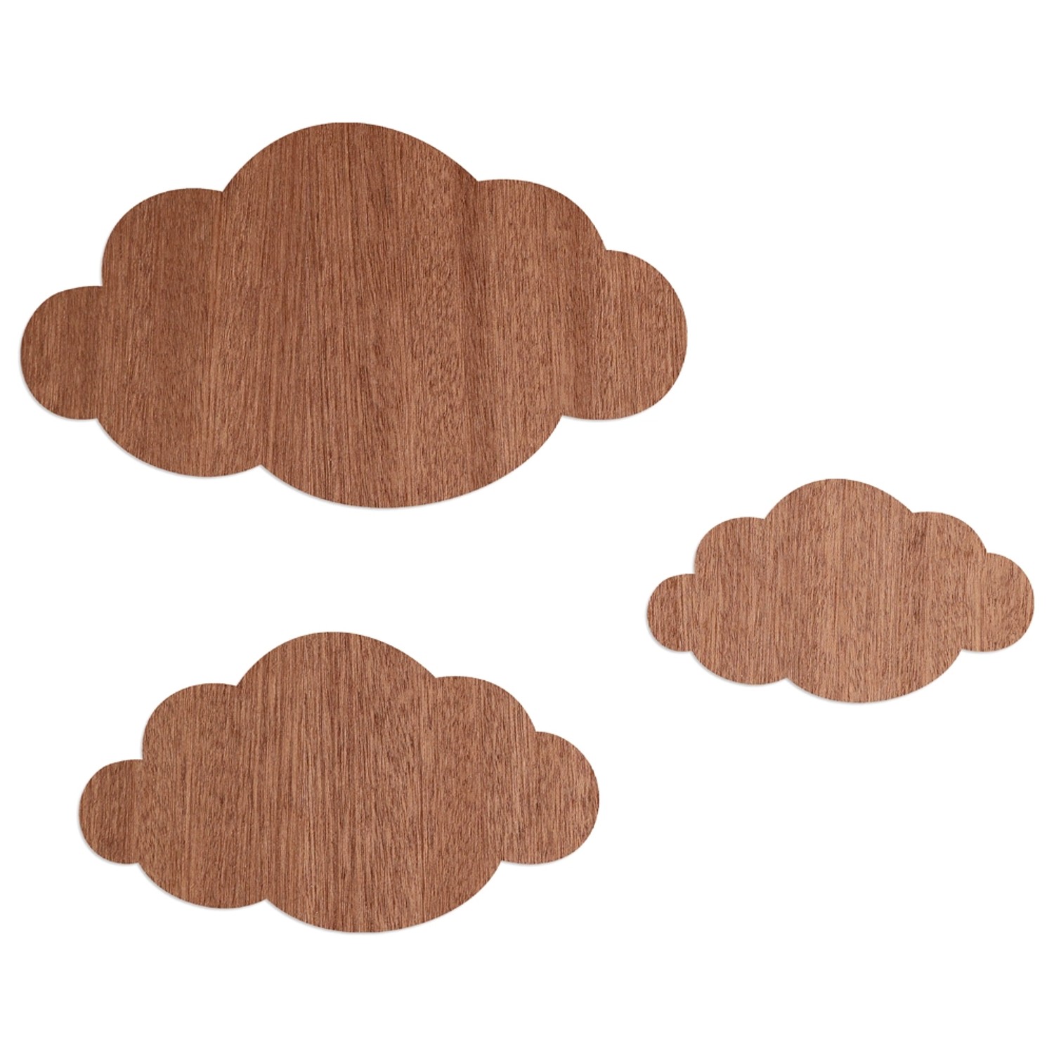 WANDStyle Wanddeko aus Holz Wolken 64 x 37 cm in der Farbe Mahagoni Furnier günstig online kaufen