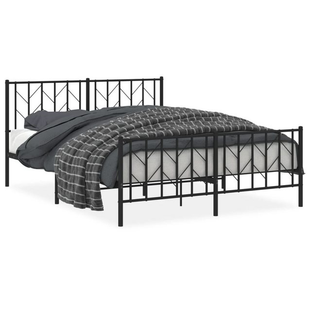 furnicato Bettgestell mit Kopf- und Fußteil Metall Schwarz 150x200 cm (1-tl günstig online kaufen