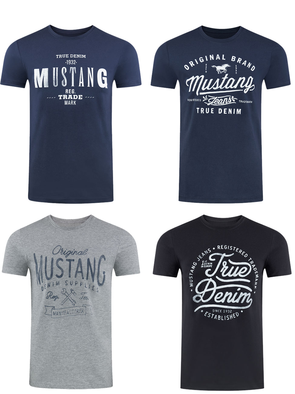 MUSTANG Tshirt Herren Baumwolle Regular Fit 4er Pack günstig online kaufen