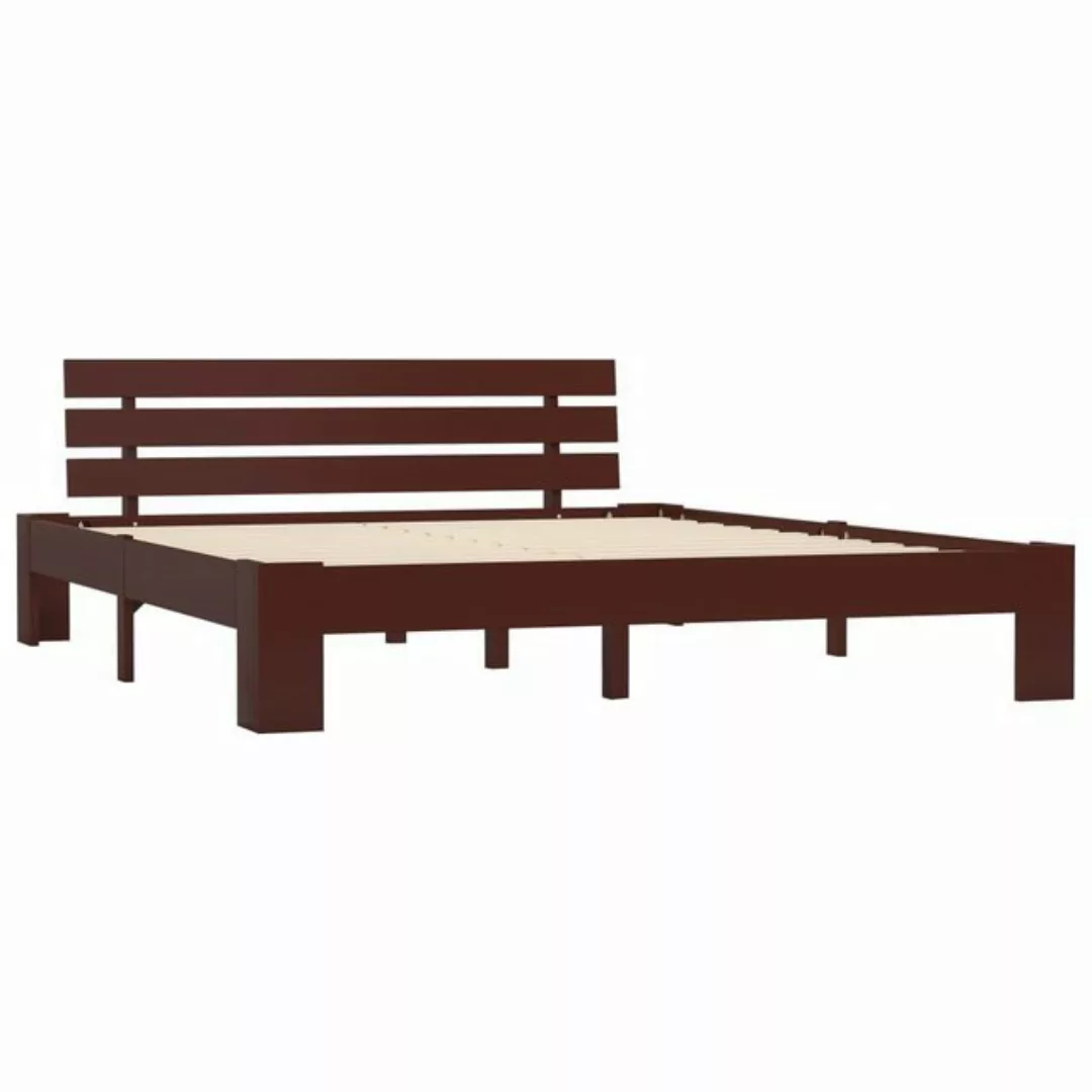 vidaXL Bettgestell Massivholzbett Dunkelbraun Kiefer 180x200 cm Doppelbett günstig online kaufen