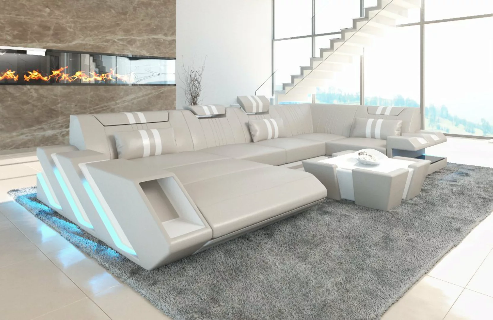 Sofa Dreams Wohnlandschaft Ledersofa Ledercouch Apollonia U Form Leder Sofa günstig online kaufen