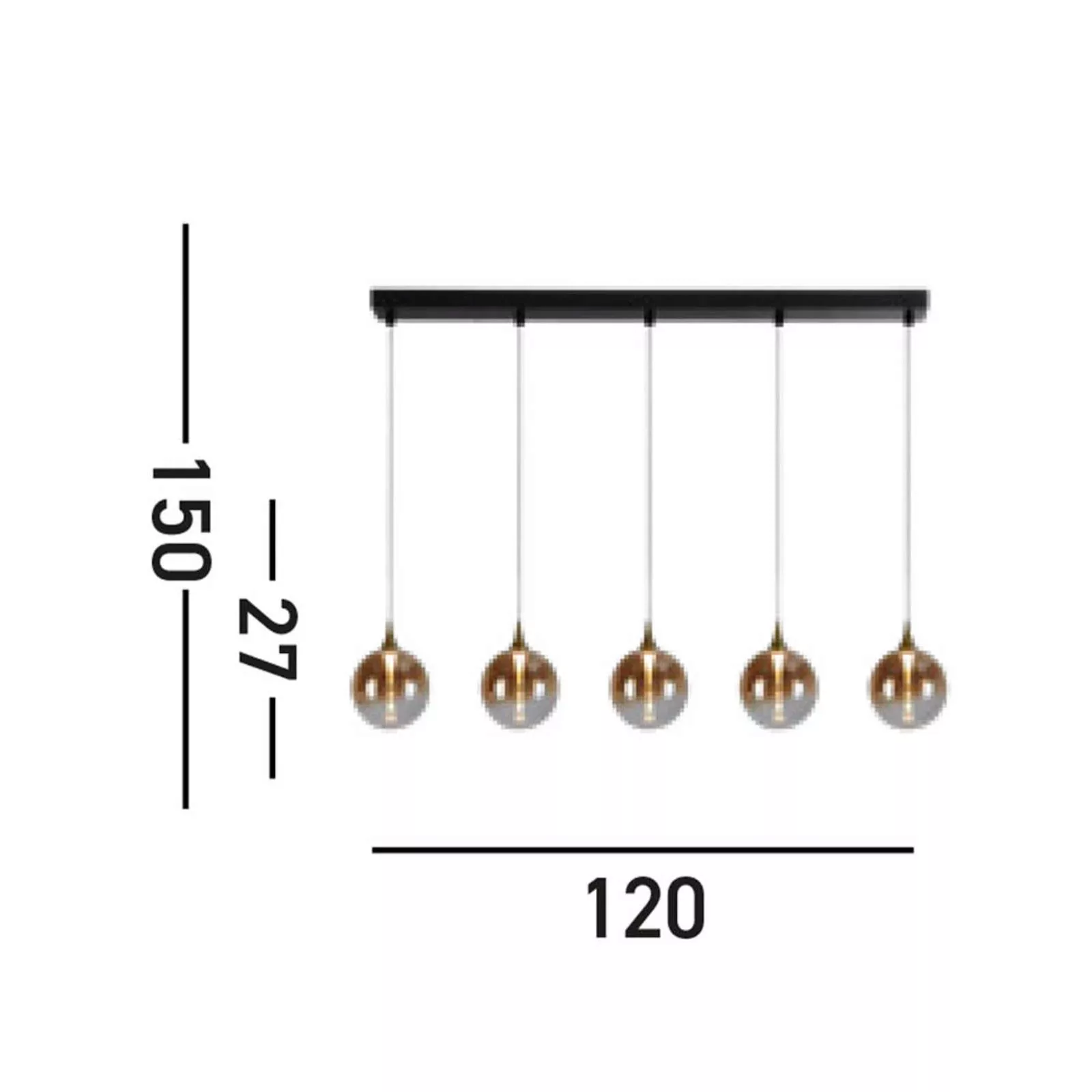 LED-Hängeleuchte Alchemy, 5-fl., schwarz, bernstein, Glas günstig online kaufen