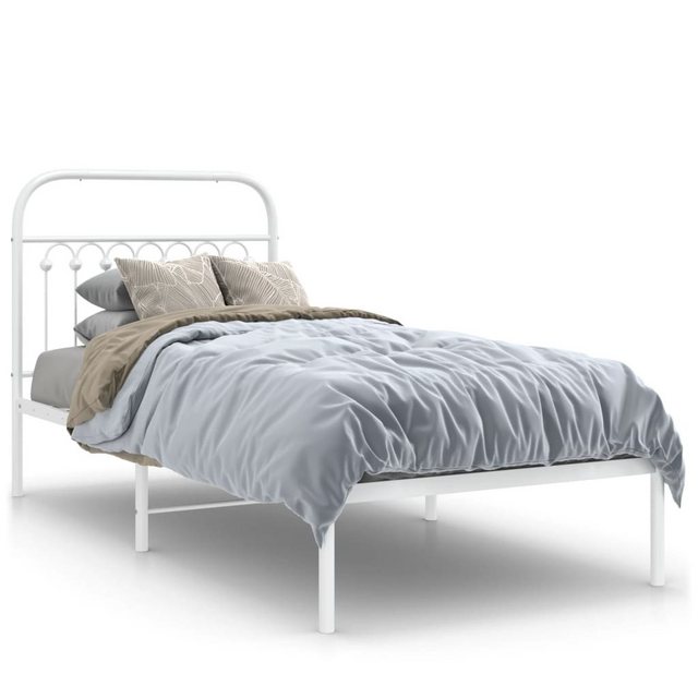 vidaXL Bett, Bettgestell mit Kopfteil Metall Weiß 90x200 cm günstig online kaufen