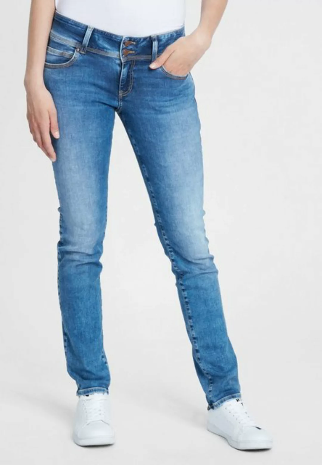 Cross Jeans Damen Jeans Loie - Regular Fit - Blau - Mid Blue günstig online kaufen