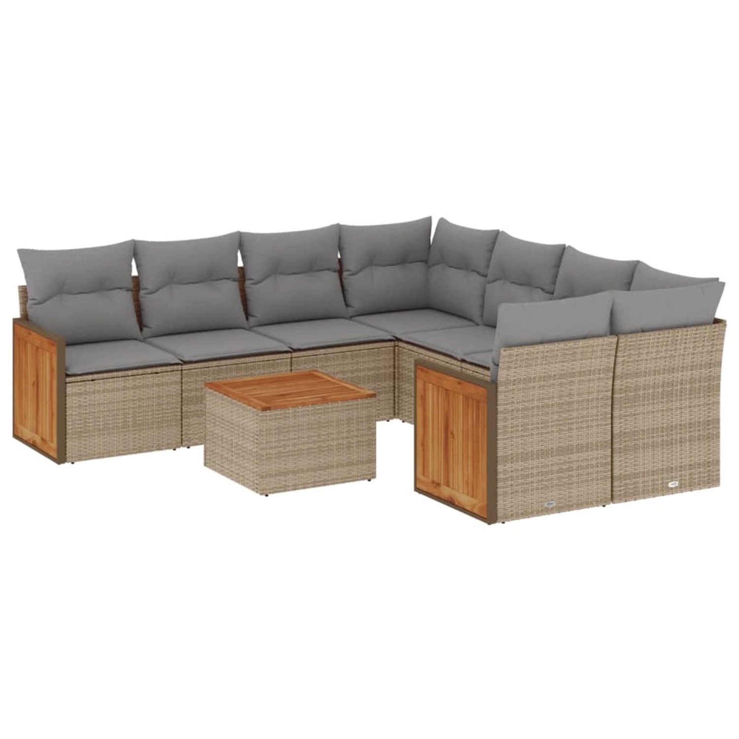 vidaXL 9-Tlg Garten-Sofagarnitur mit Kissen Beige Poly Rattan 3259910 günstig online kaufen