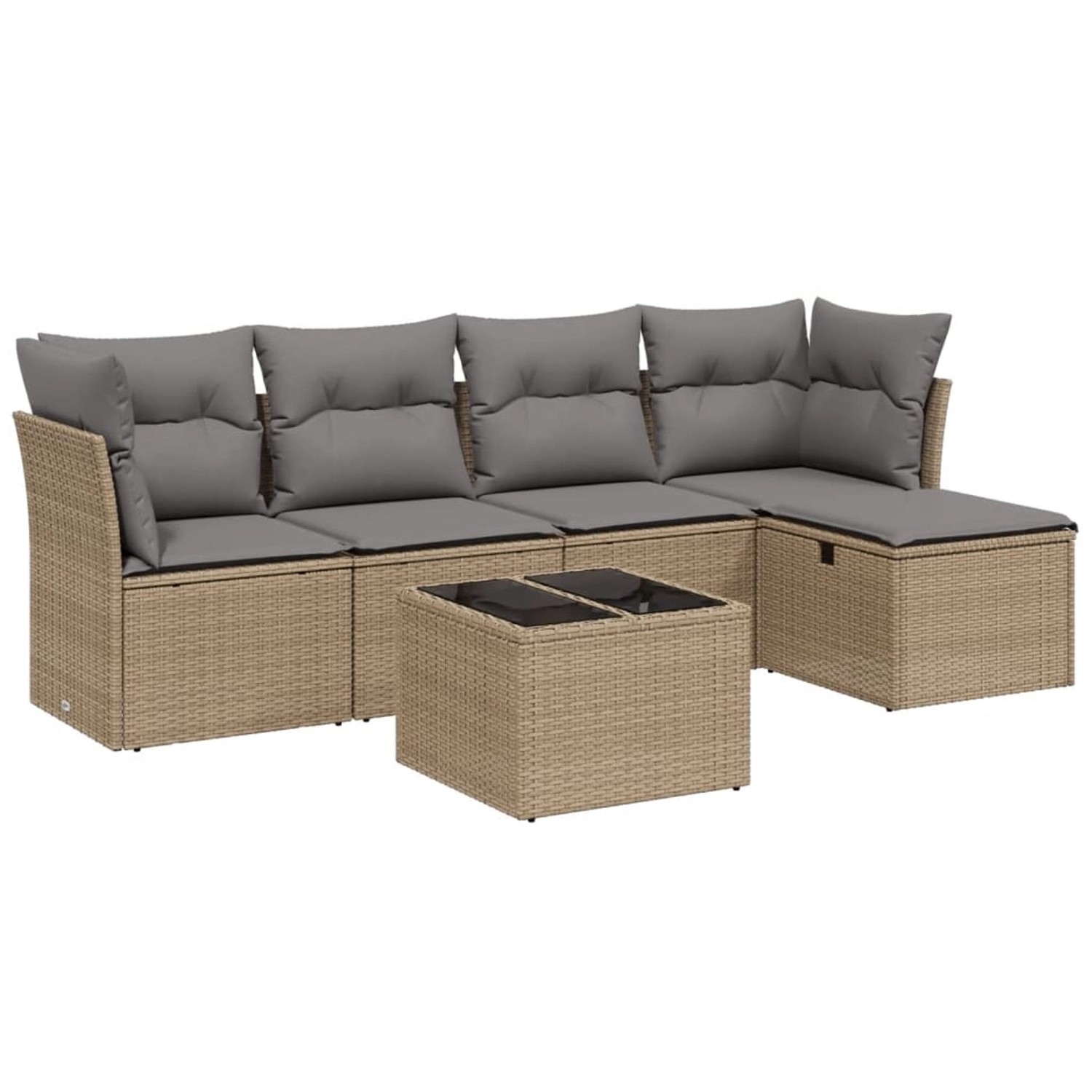 vidaXL 6-Tlg Garten-Sofagarnitur mit Kissen Beige Poly Rattan 3263145 günstig online kaufen