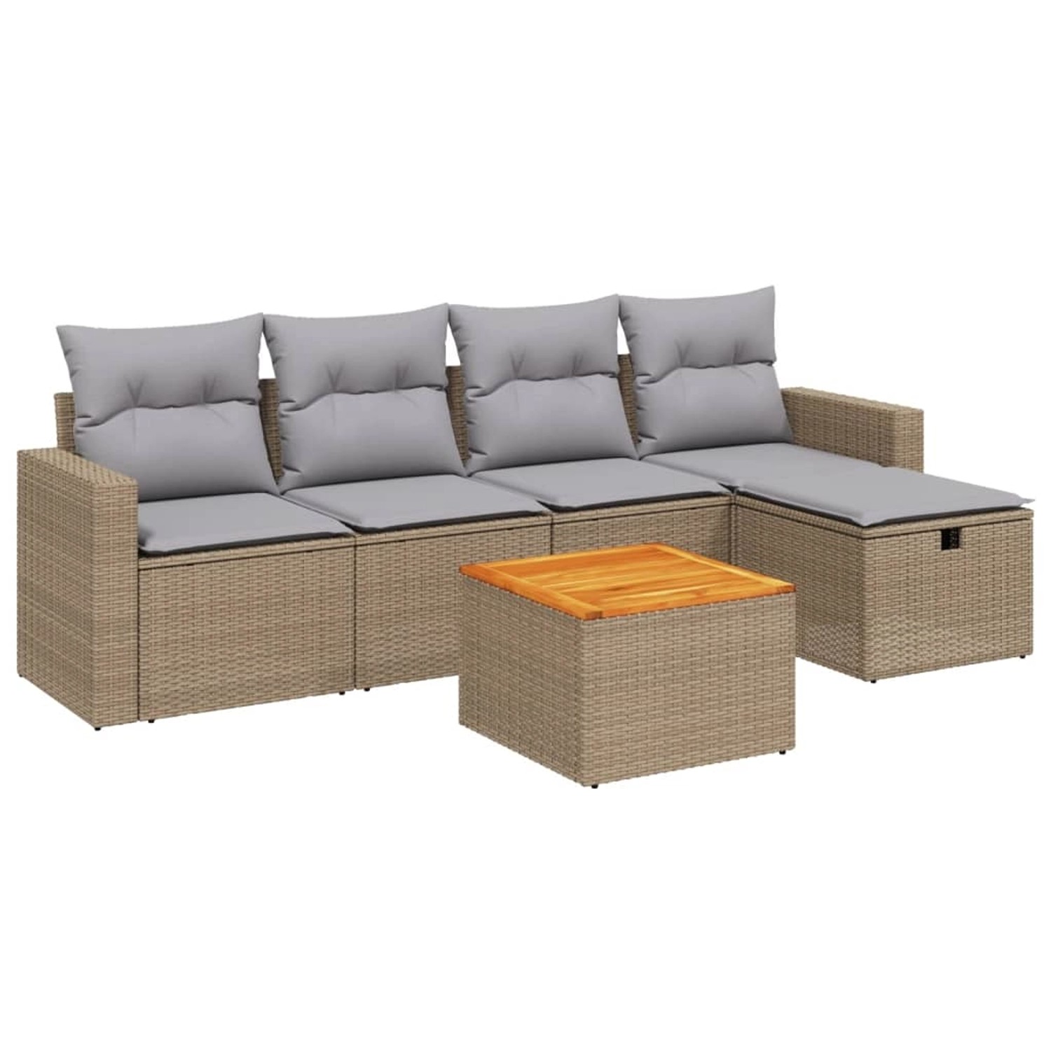 vidaXL 6-tlg Garten-Sofagarnitur mit Kissen Beige Poly Rattan Modell 137 günstig online kaufen