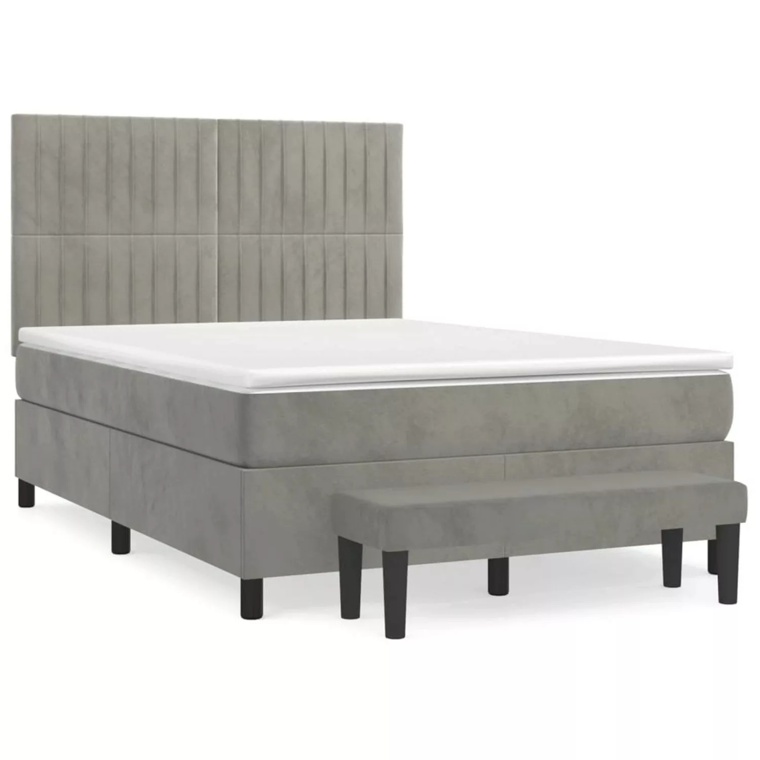 vidaXL Boxspringbett mit Matratze Hellgrau 140x190 cm Samt1466479 günstig online kaufen