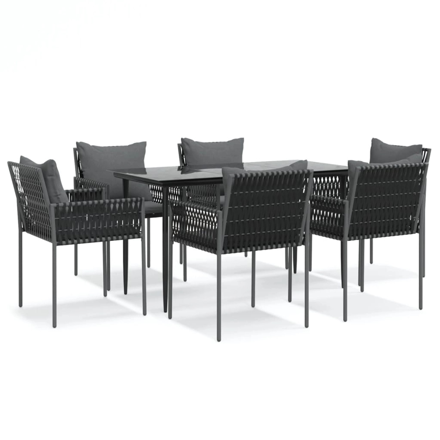 vidaXL 7-Tlg Garten-Essgruppe mit Kissen Poly Rattan und Stahl 3187056 günstig online kaufen