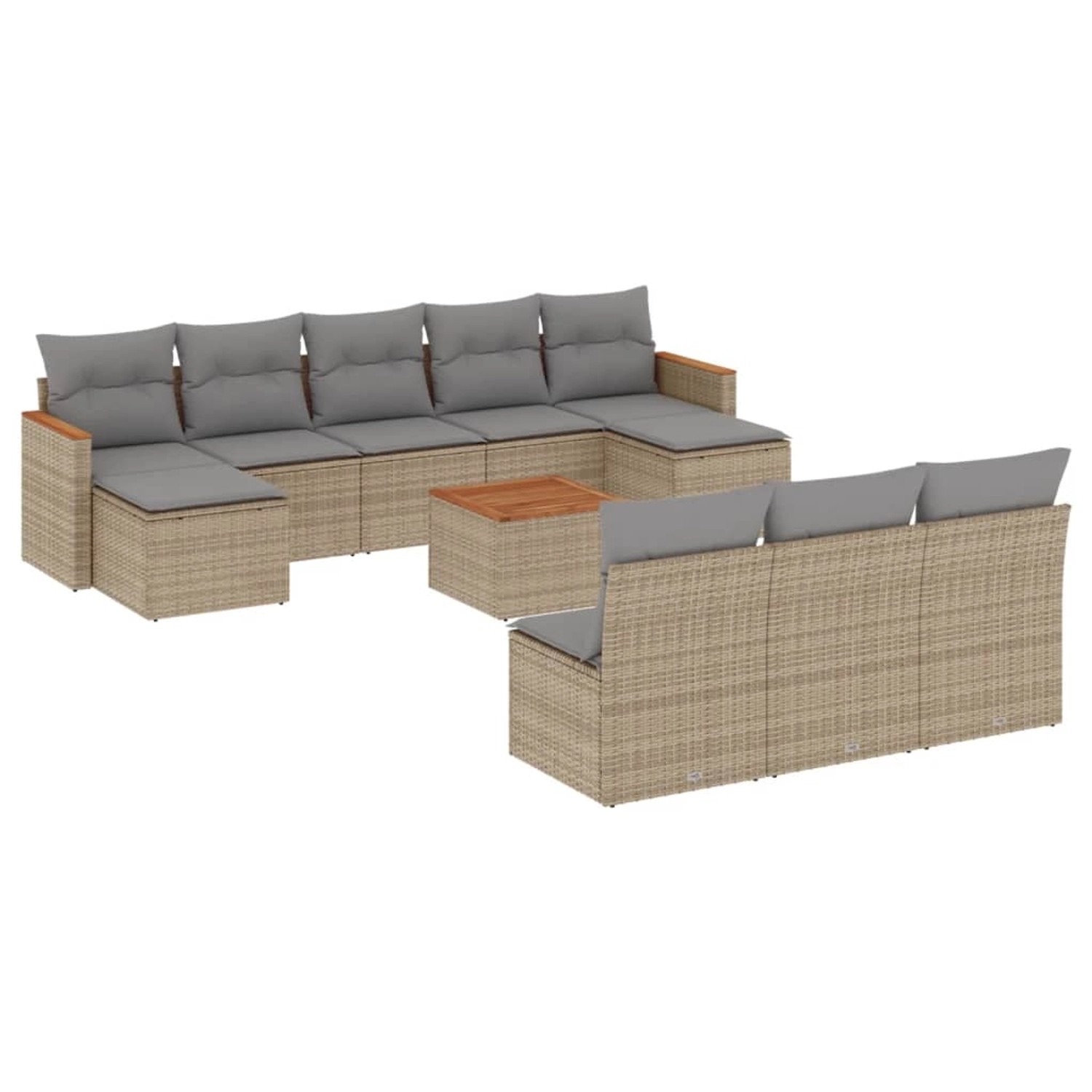 vidaXL 11-Tlg Garten-Sofagarnitur mit Kissen Beige Poly Rattan 3258797 günstig online kaufen