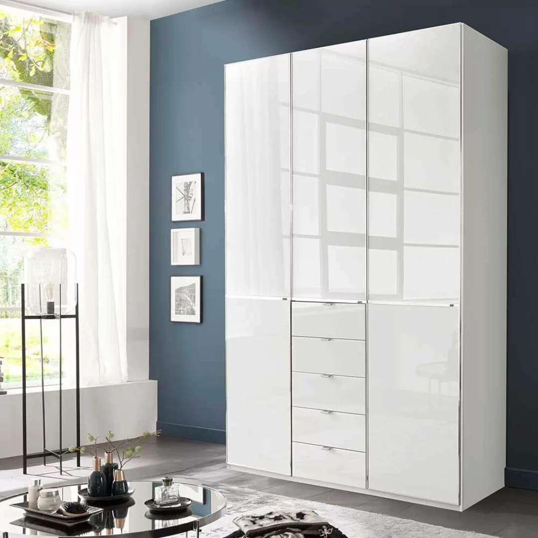 Kleiderschrank weiss Schlafzimmerschrank mit fünf Schubladen Made in German günstig online kaufen