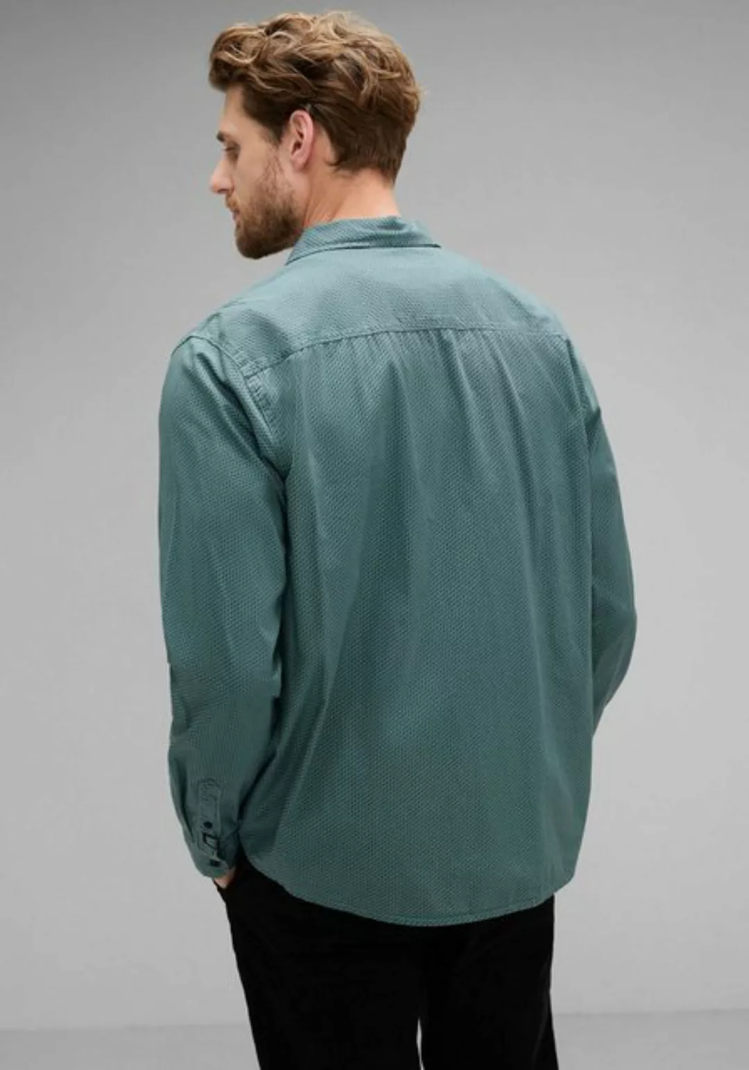 STREET ONE MEN Langarmhemd mit feinem Muster günstig online kaufen