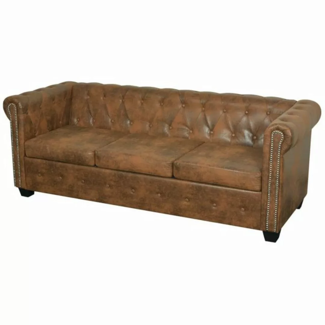DOTMALL Chesterfield-Sofa 3-Sitzer antik braun, mit Knopfheftung und Nieten günstig online kaufen