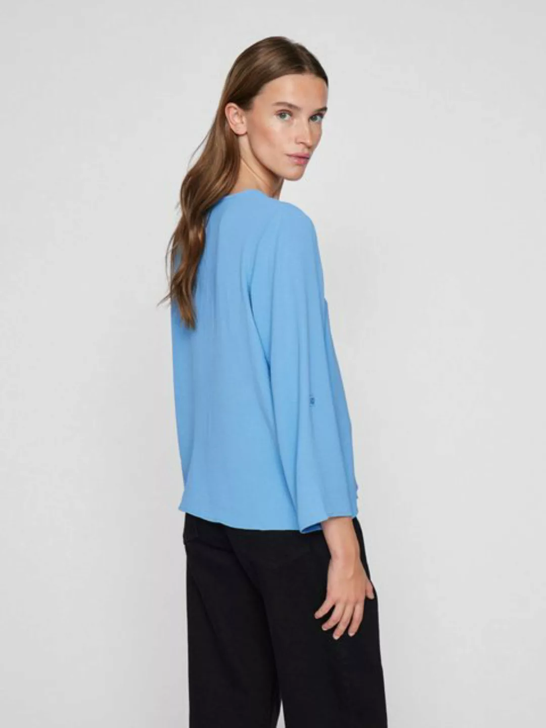 Vila Blusenshirt Crepe Struktur Design Bluse V-Ausschnitt Top 3/4 Arm 8348 günstig online kaufen