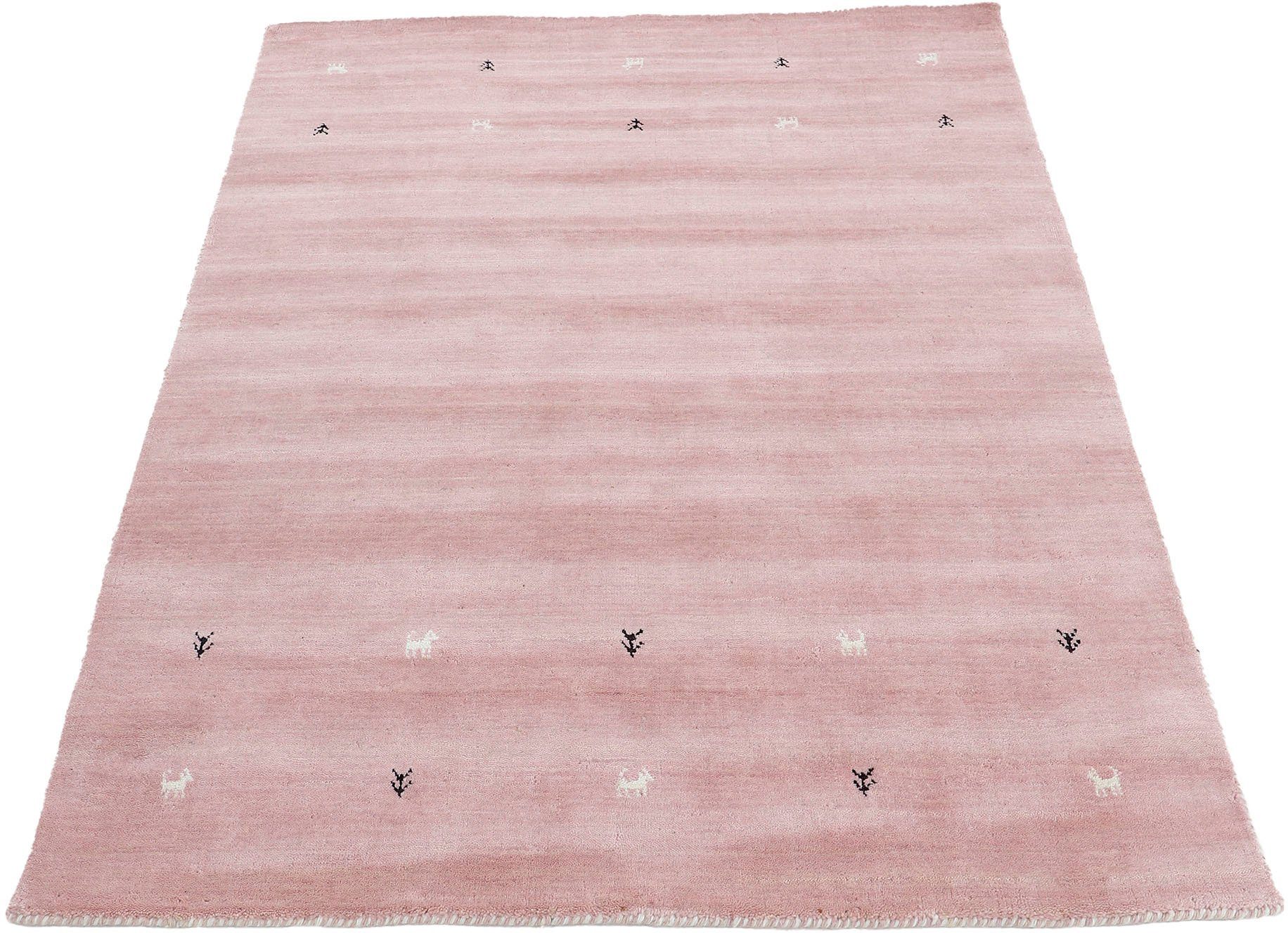 carpetfine Wollteppich »Gabbeh Uni, auch als Läufer und Rund erhältlich«, r günstig online kaufen