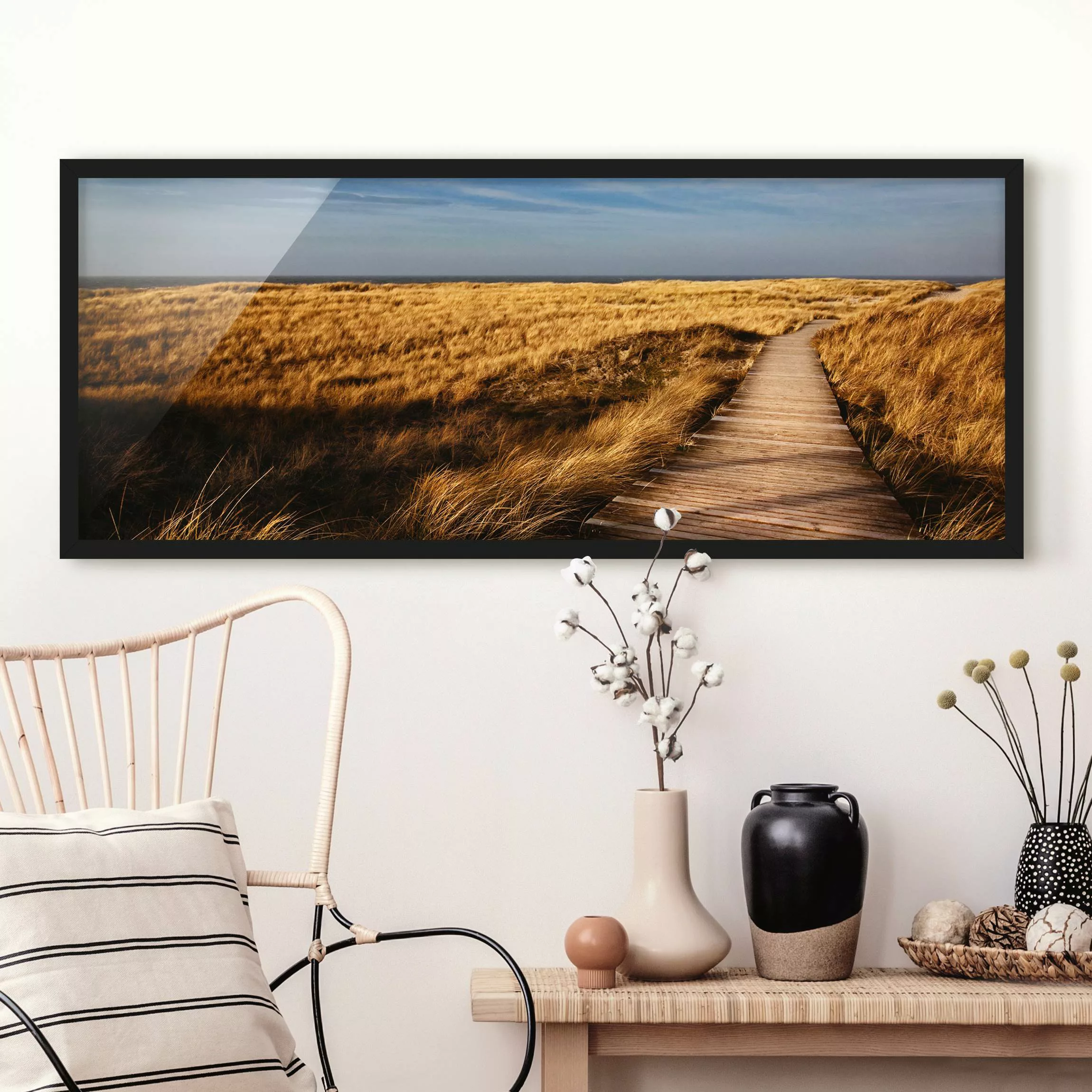 Bild mit Rahmen - Panorama Dünenweg auf Sylt günstig online kaufen