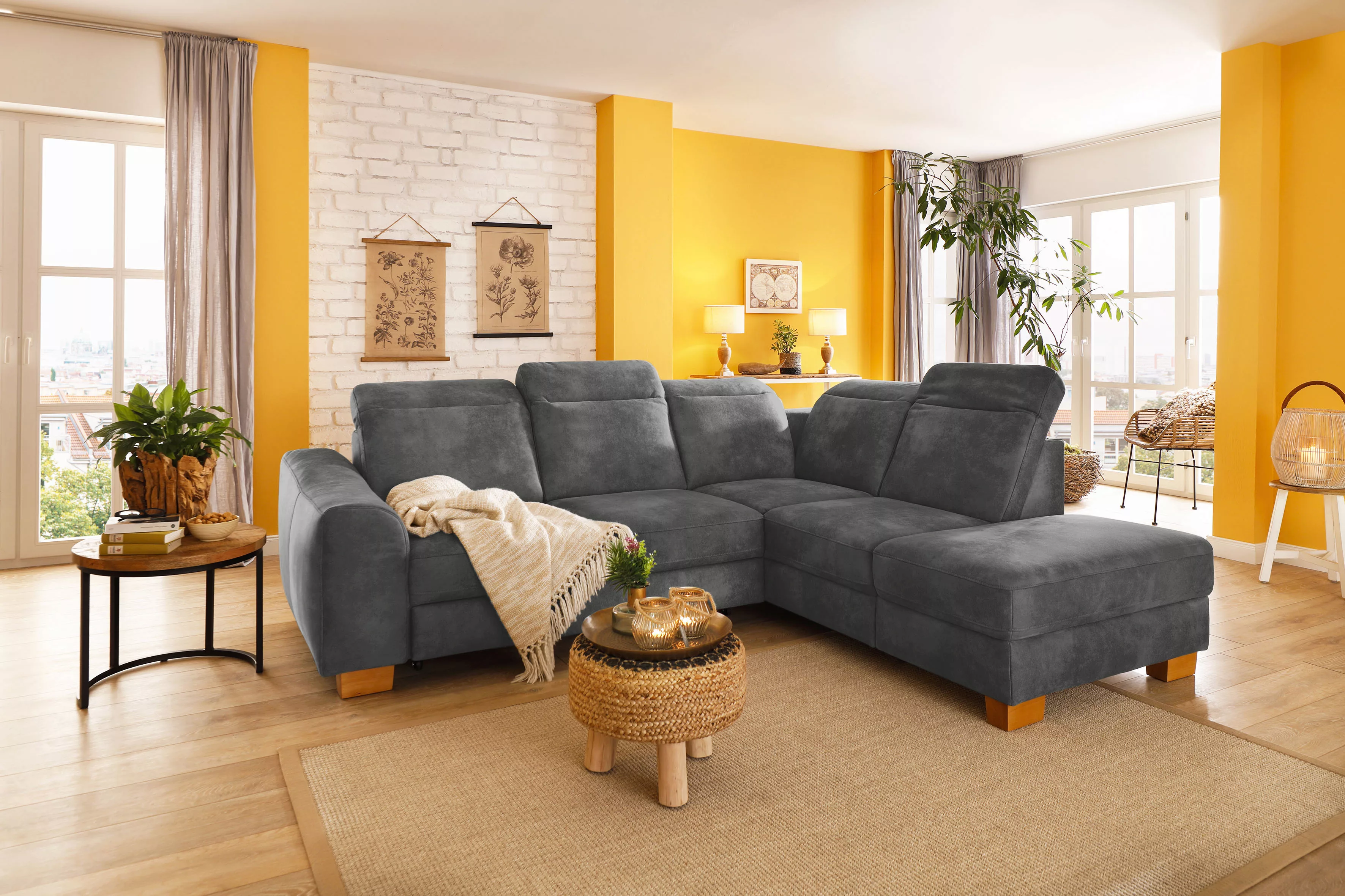 Home affaire Ecksofa »Dundee L-Form«, wahlweise mit Kopfteilverstellung und günstig online kaufen