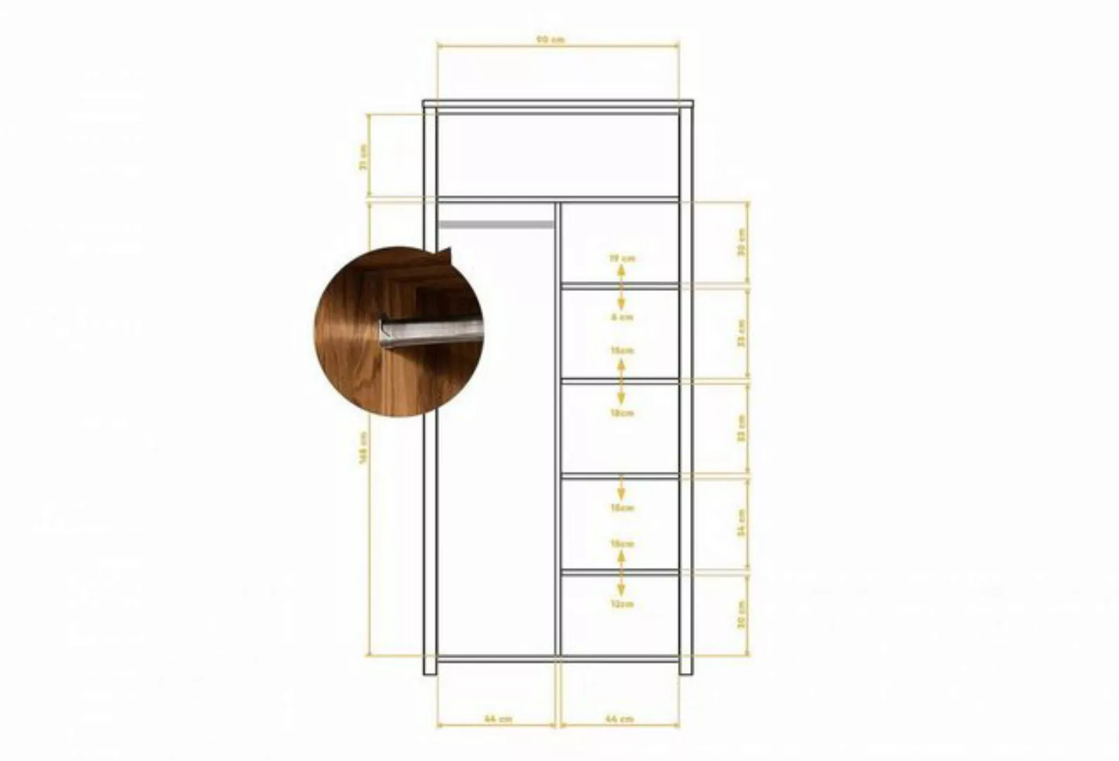 Natur24 Kleiderschrank Kleiderschrank Tinci Wildeiche 100x60x212 mit 2 Türe günstig online kaufen