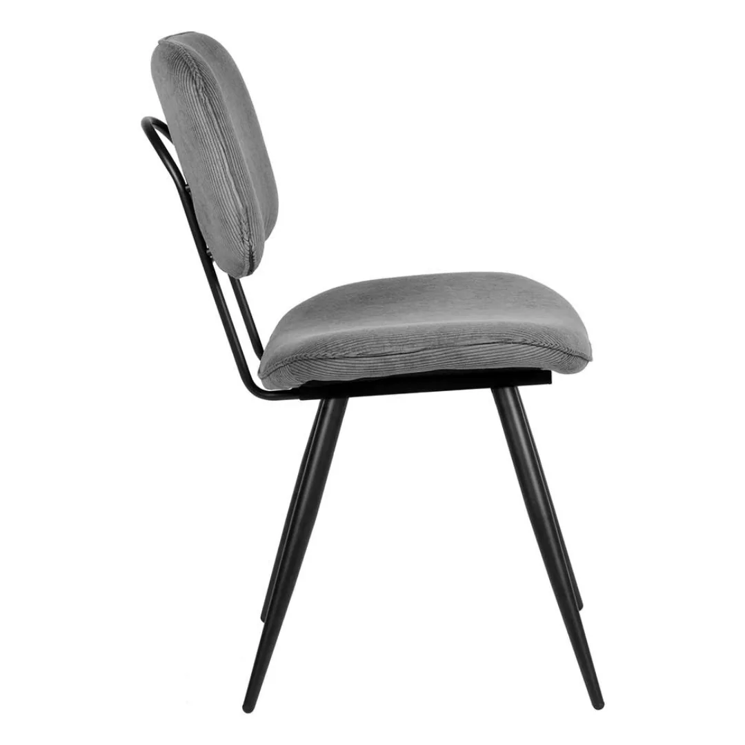 Stuhl mit Cordbezug in Dunkelgrau 50 cm Sitzhöhe (2er Set) günstig online kaufen