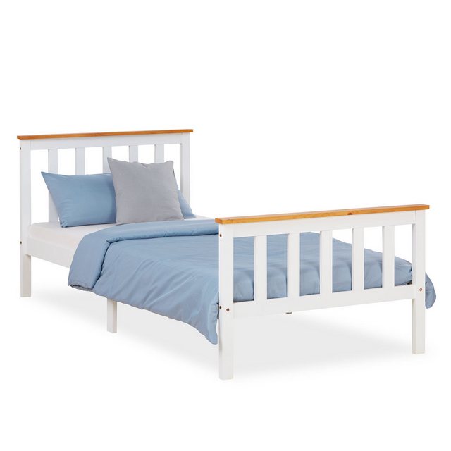 Homestyle4u Holzbett 90/140x200 70x140 Doppelbett Jugendbett Juniorbett Wei günstig online kaufen