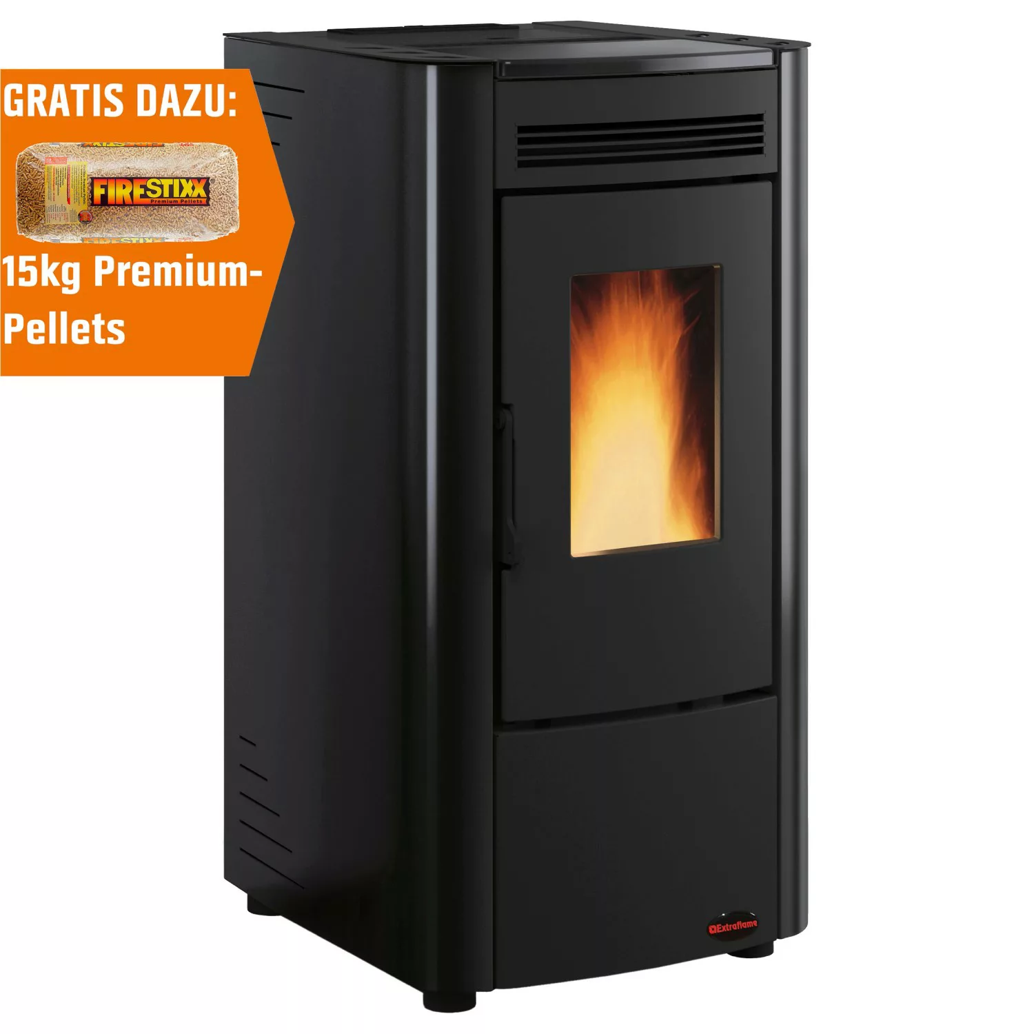 Extraflame Pelletofen Ketty Stahl Schwarz 2,4 kW - 6,3 kW EEK: A+ günstig online kaufen