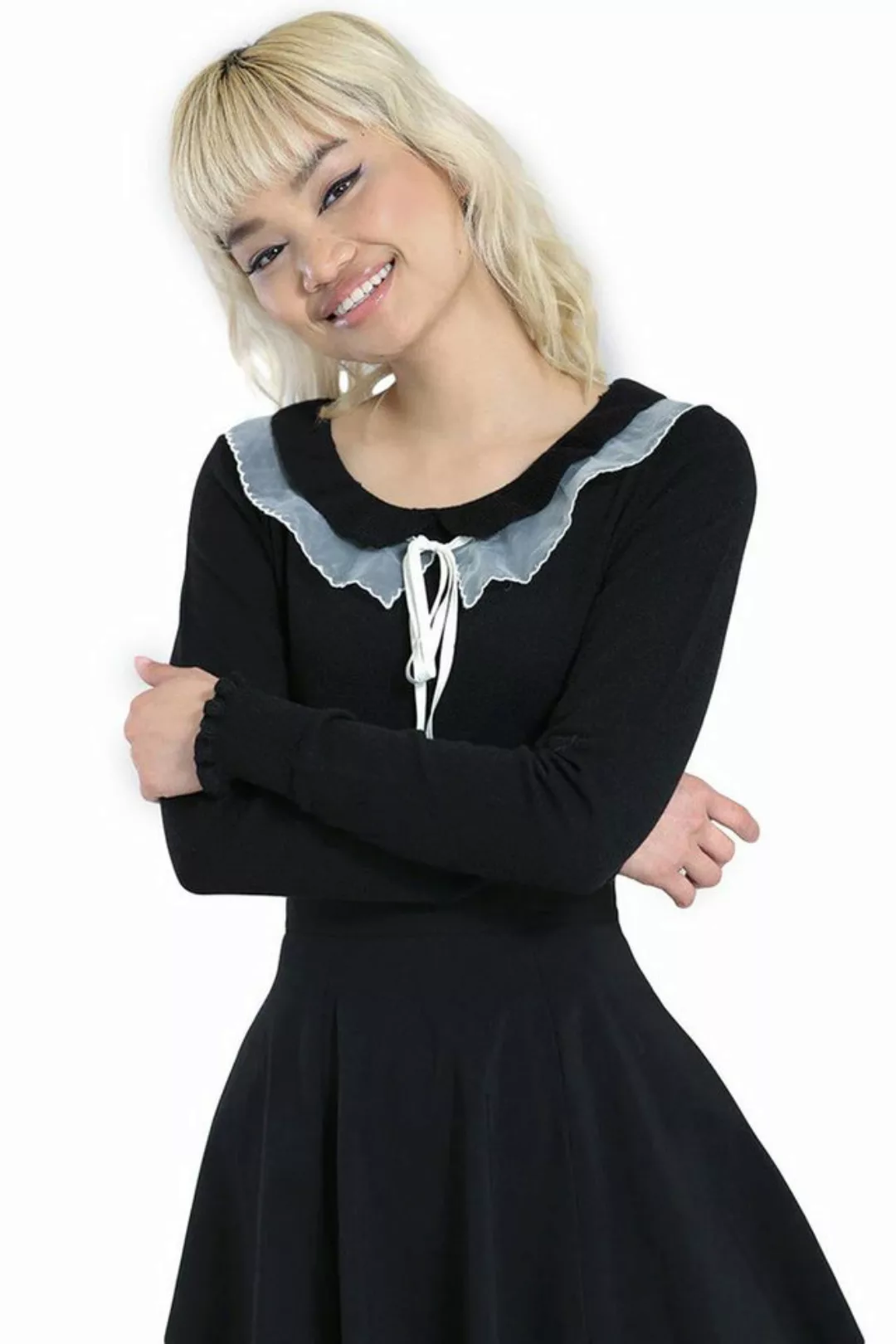 Hell Bunny Rundhalspullover Tatiana Jumper Vintage Bubikragen Retro günstig online kaufen